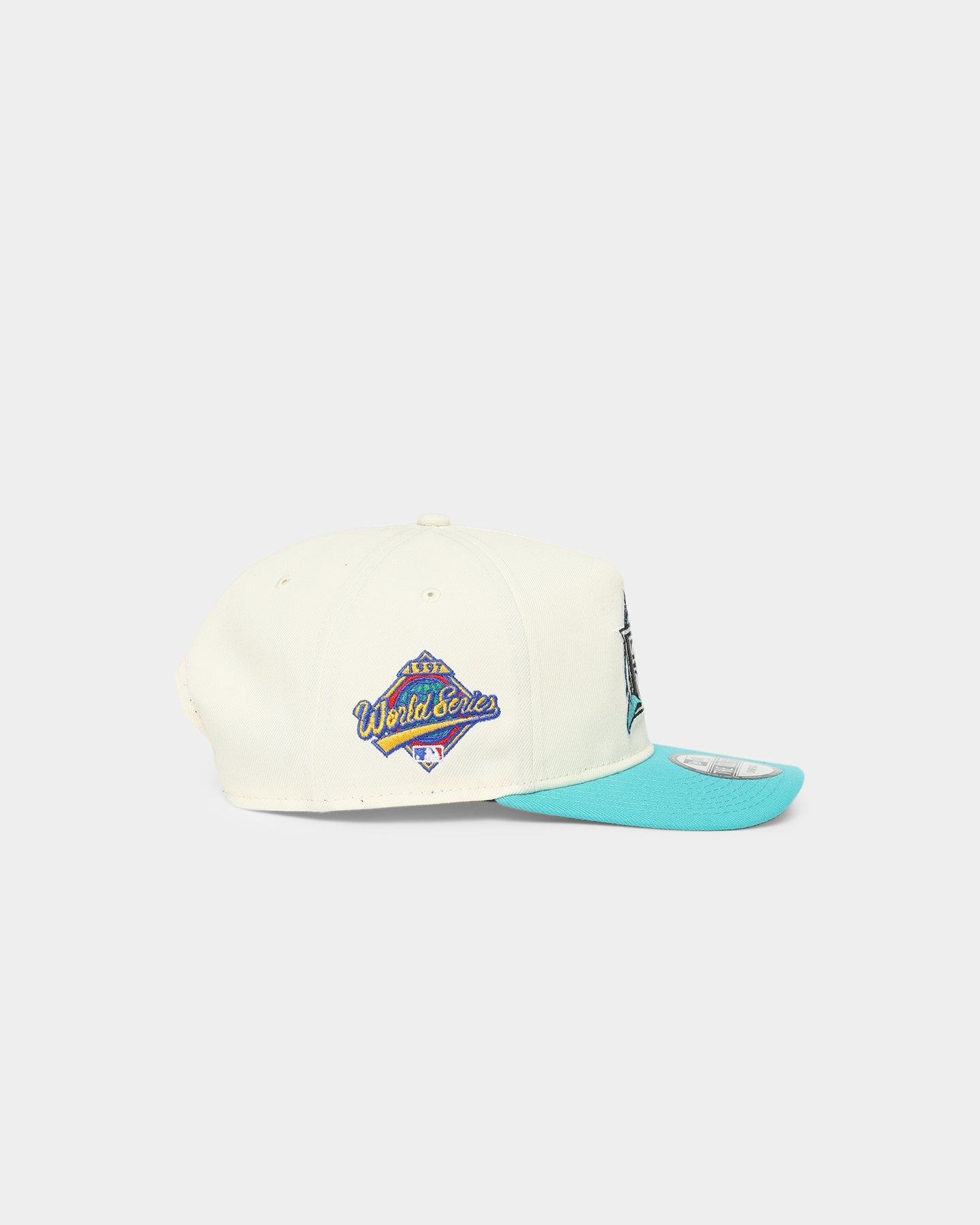 New Era Florida Marlins 1997 'Off White World Series Side Patch' Old Golfer Snapback Chrome White