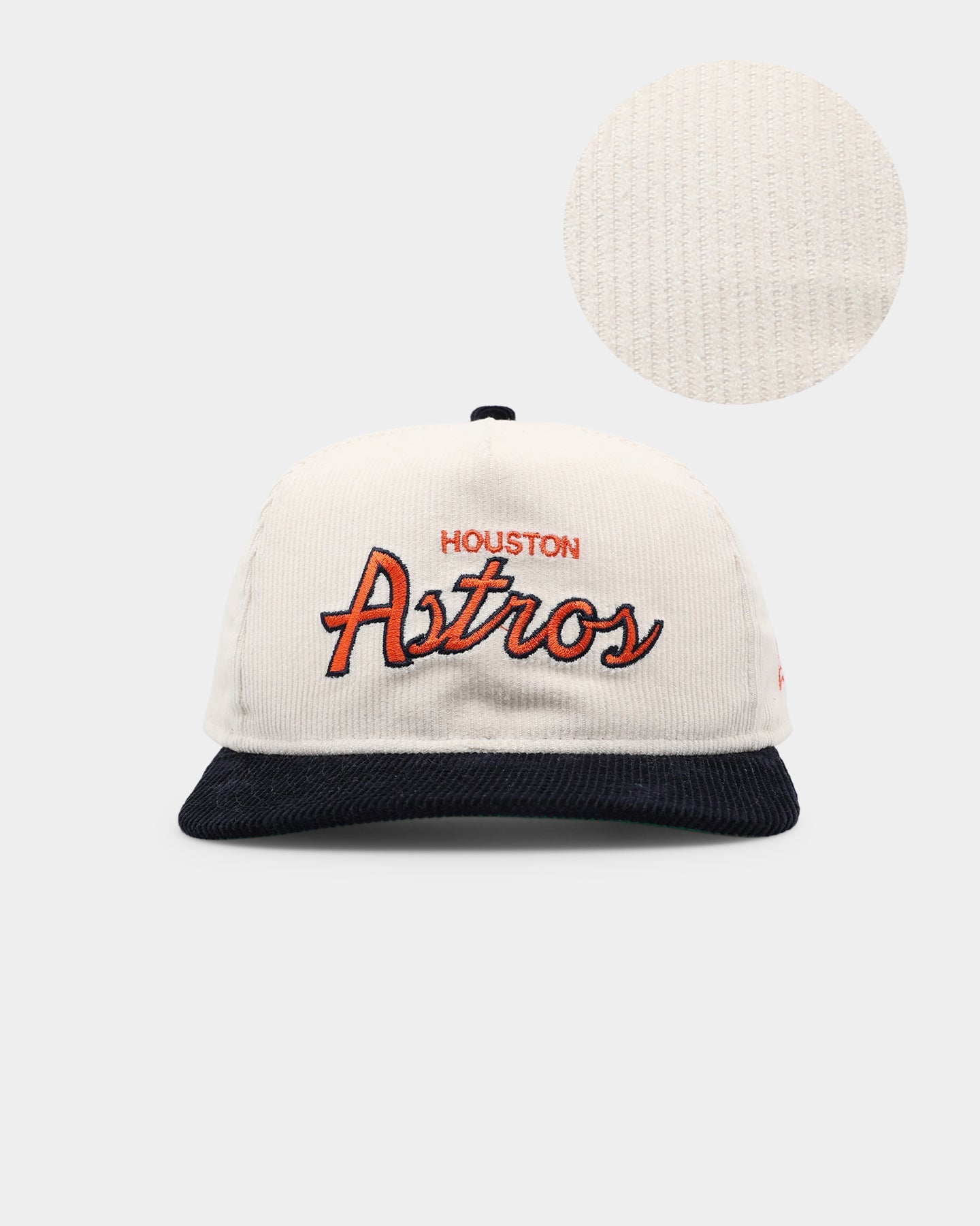 New Era Houston Astros 'Chrome Corduroy Throwback Script' Golfer Snapback Chrome White