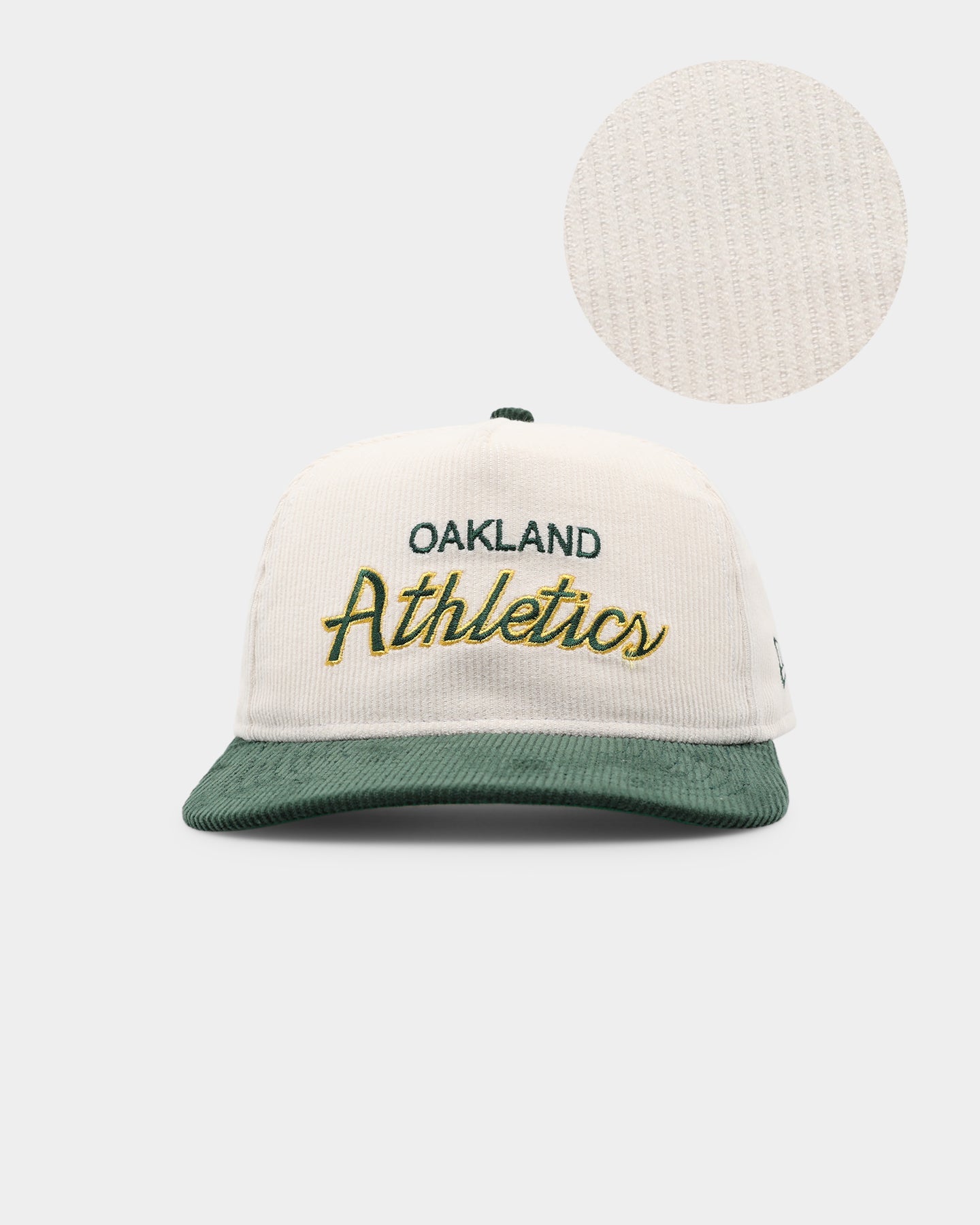New Era Oakland Athletics 'Chrome Corduroy Throwback Script' Golfer Snapback Chrome White