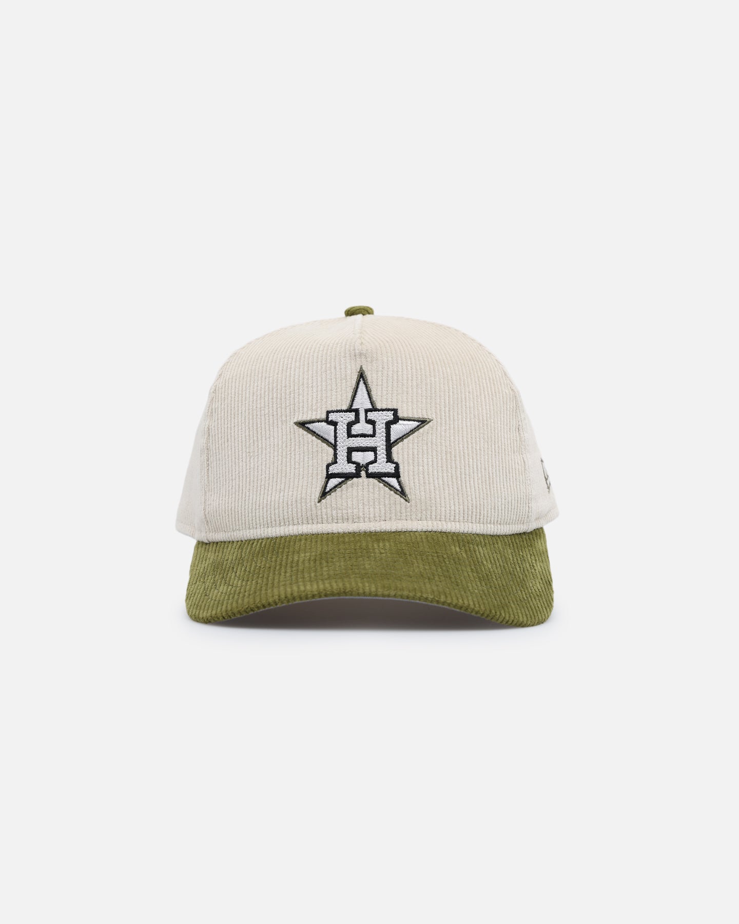 New Era Houston Astros 'Dusty Olive Corduroy' Golfer Pre-Curved Snapback Green Med