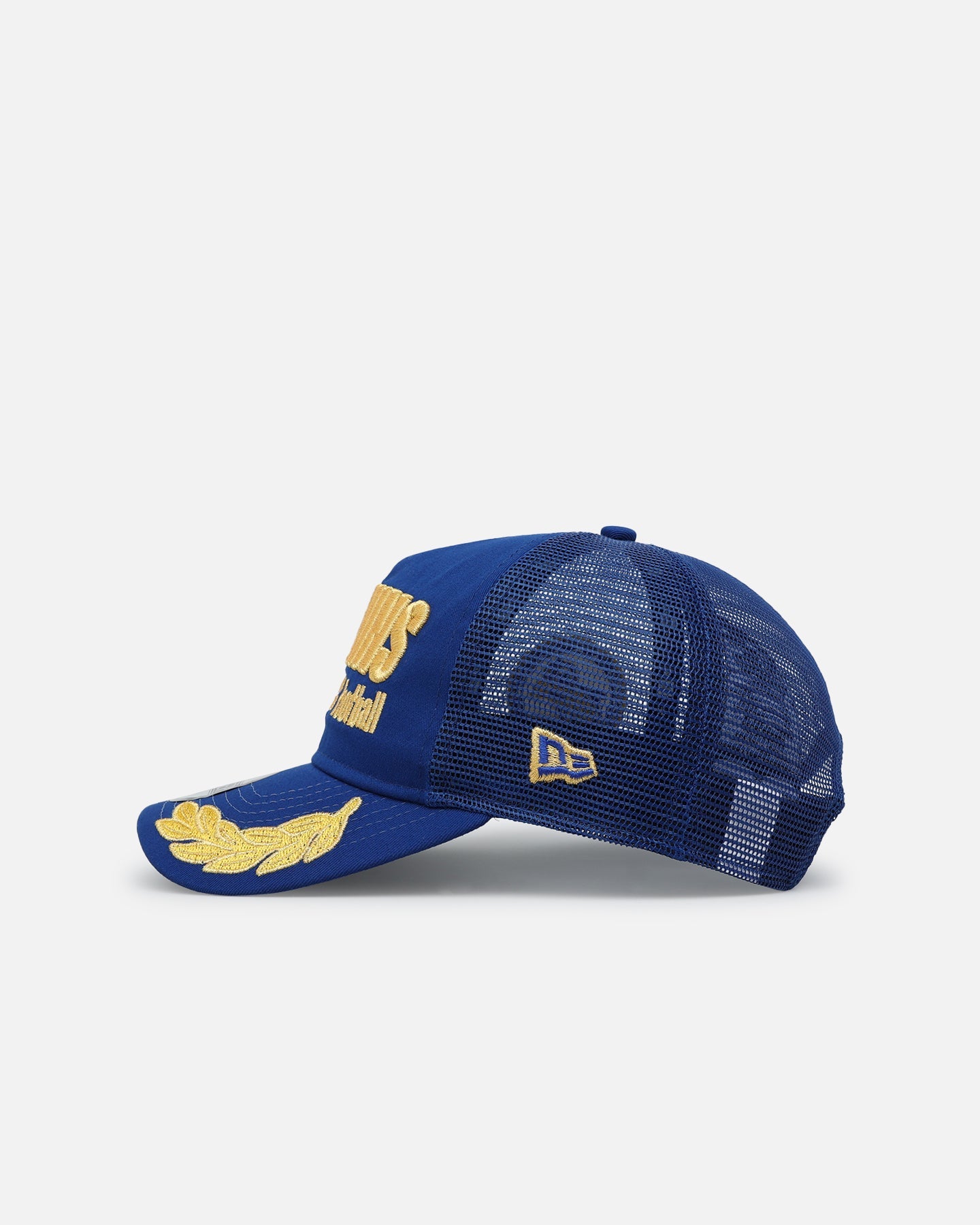 New Era Miami Dolphins 'Podium Pack' Pre-Curved Golfer Trucker Snapback Light Royal/Metallic