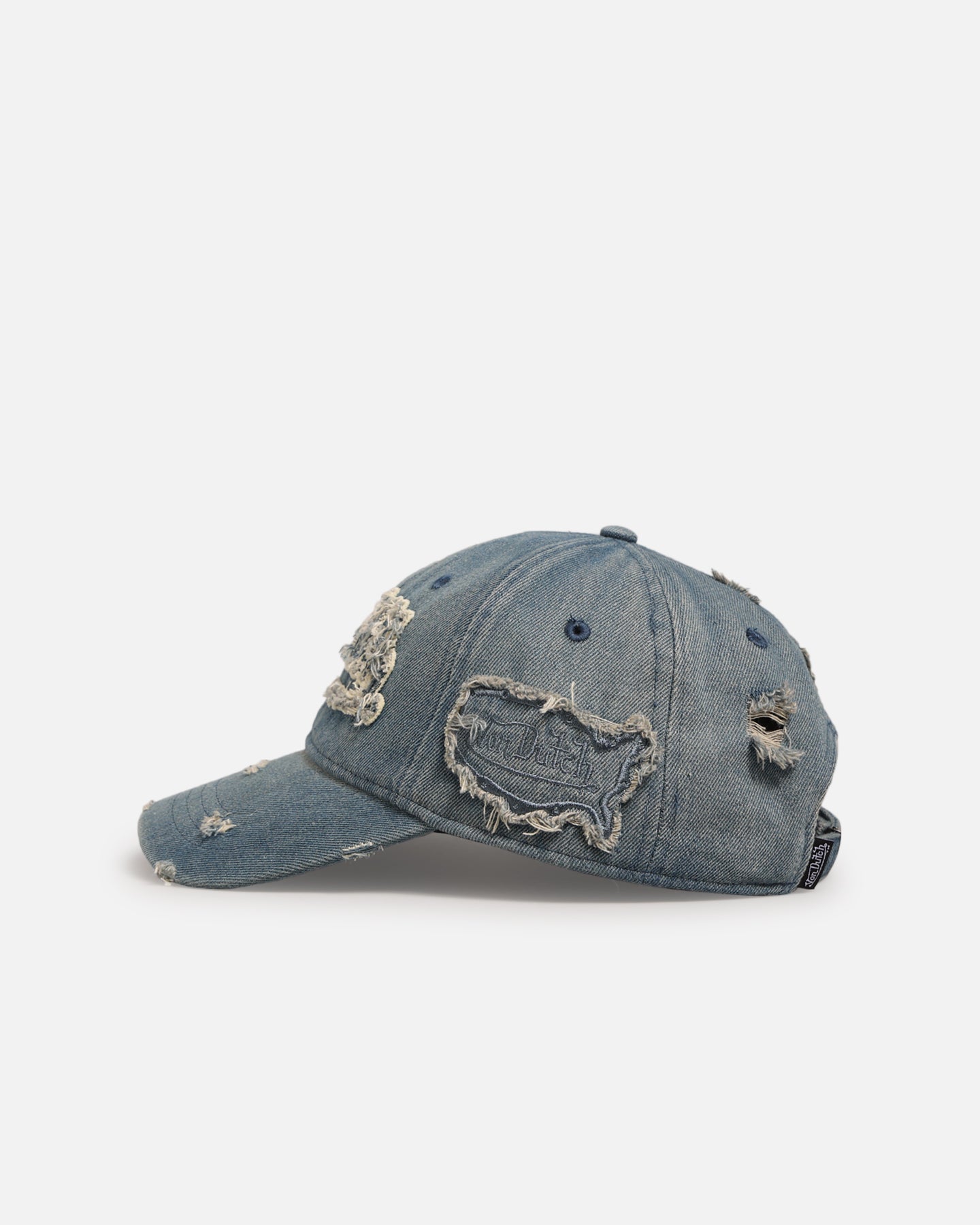 Von Dutch Washed Denim Strapback Hat Light Blue Acidwash