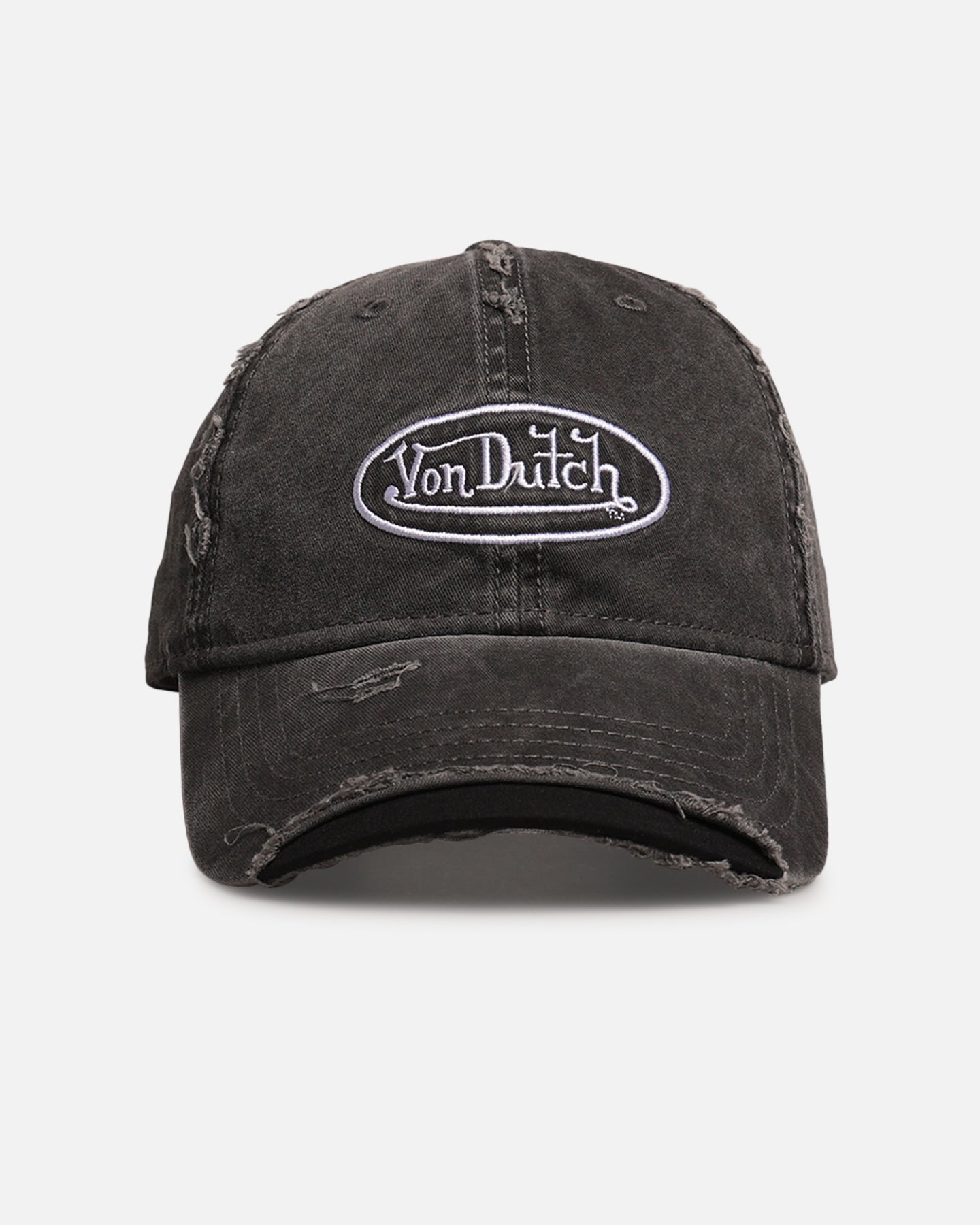 Von Dutch Von Dutch Distressed Twill Strapback Cap Black