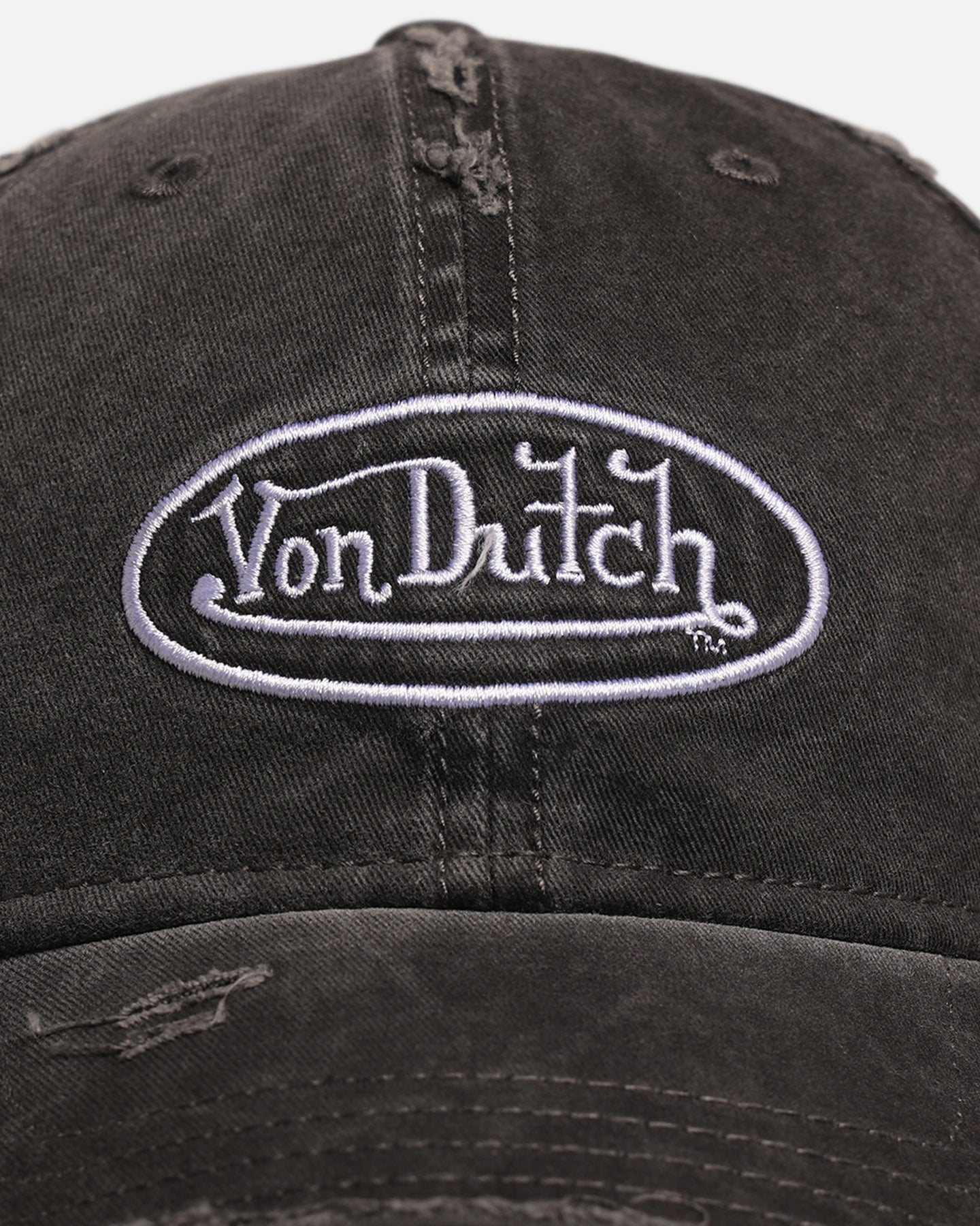 Von Dutch Von Dutch Distressed Twill Strapback Cap Black