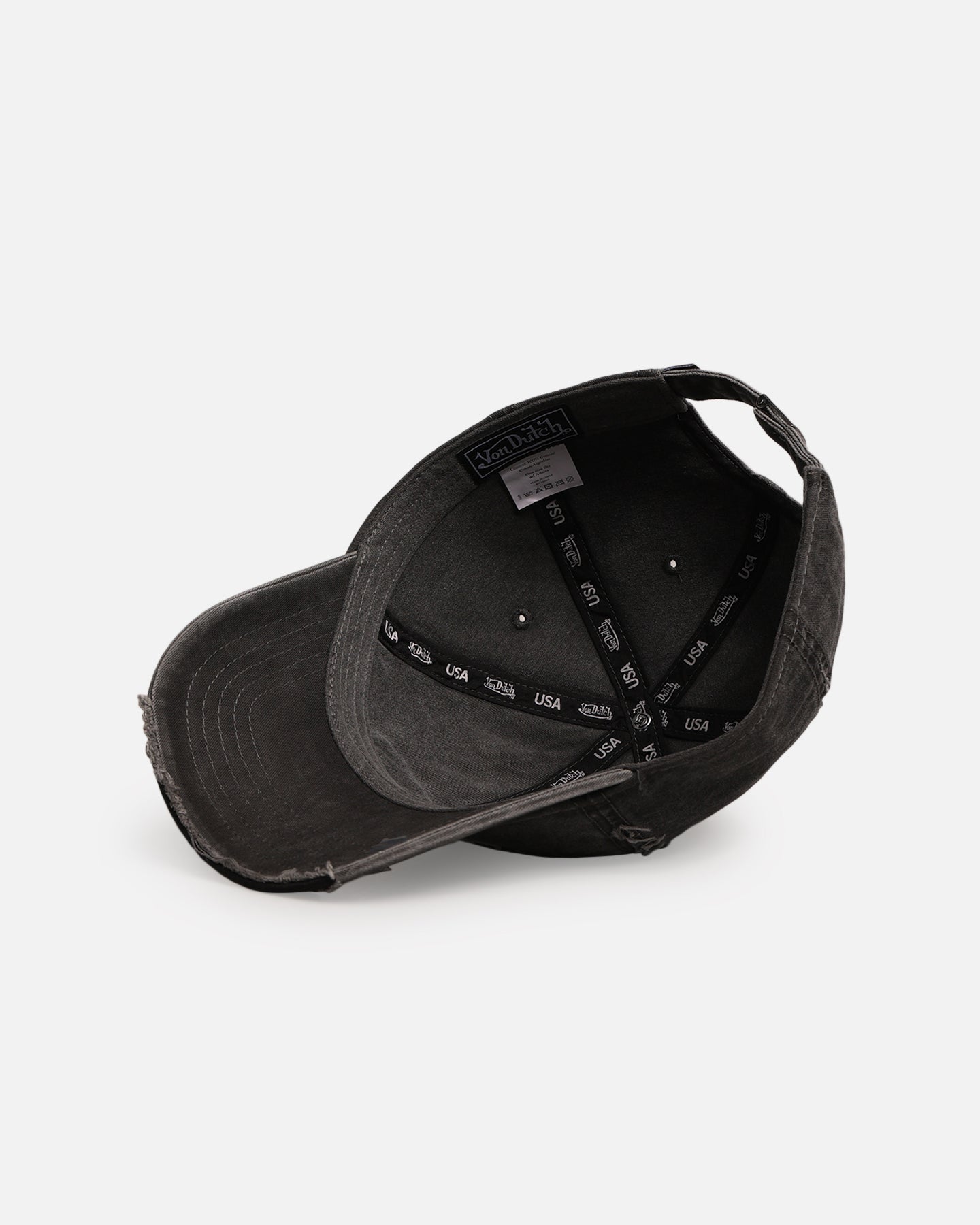 Von Dutch Von Dutch Distressed Twill Strapback Cap Black