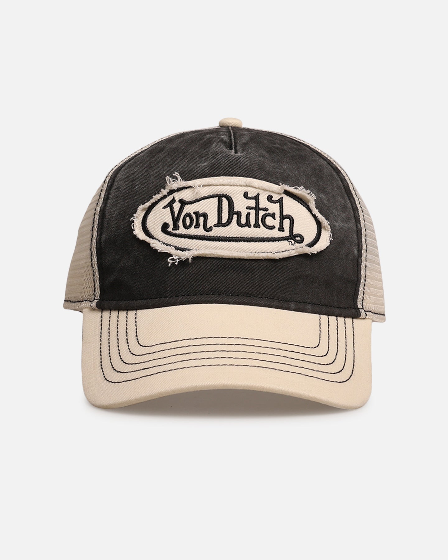 Von Dutch Von Dutch Washed Trucker Snapback Ecru/Black