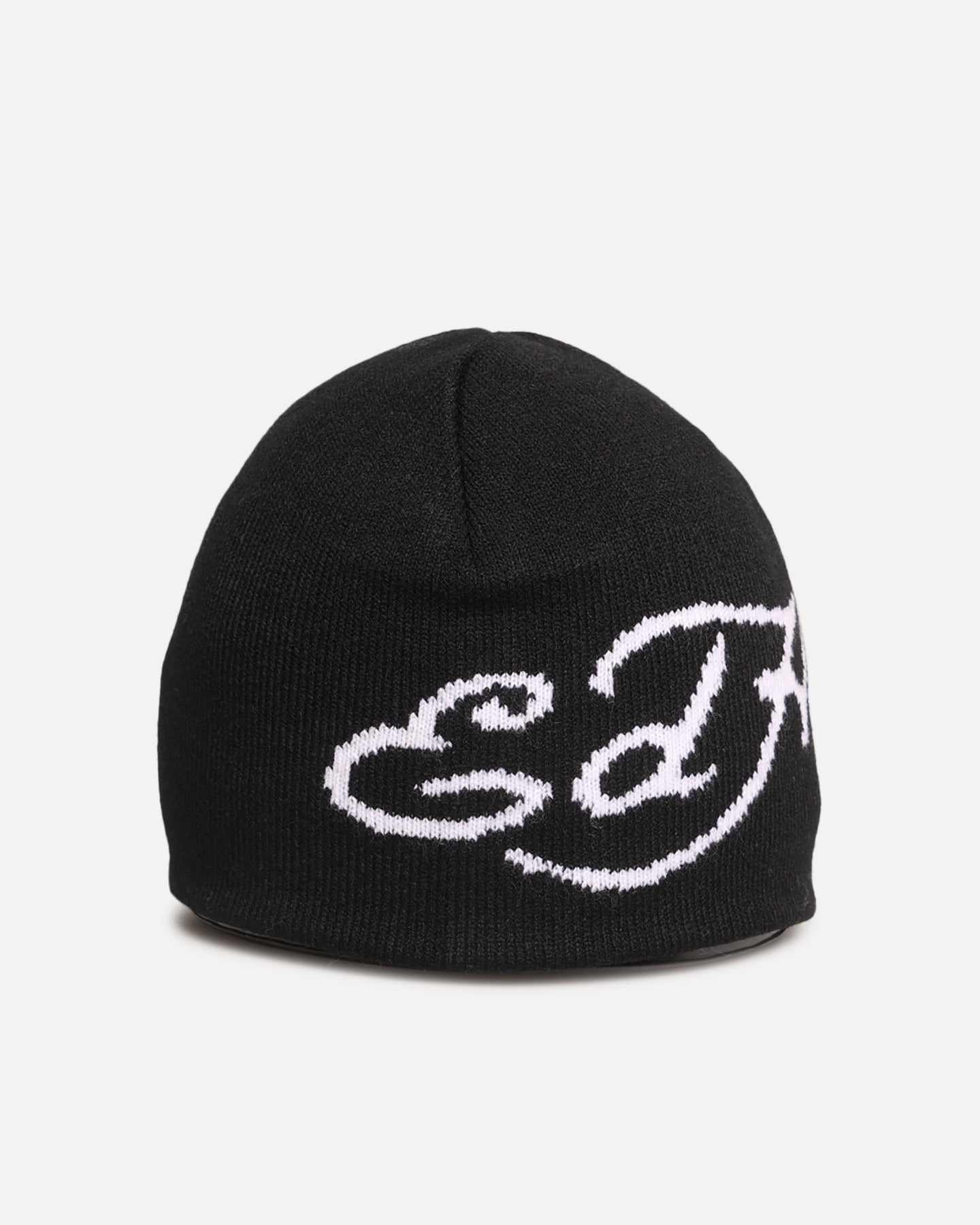 Ed Hardy Script Skull Knit Beanie Black