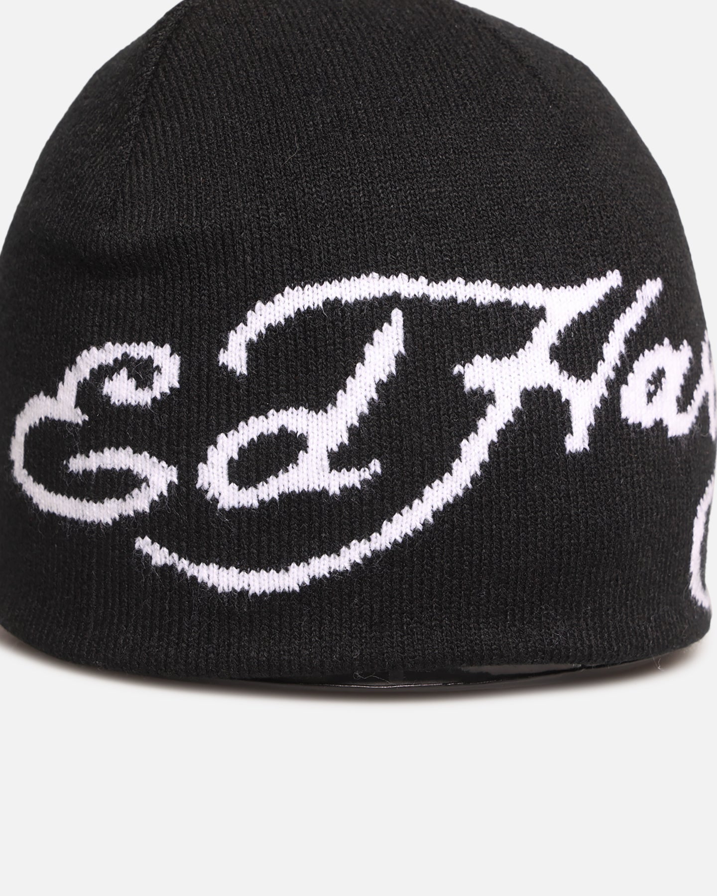 Ed Hardy Script Skull Knit Beanie Black