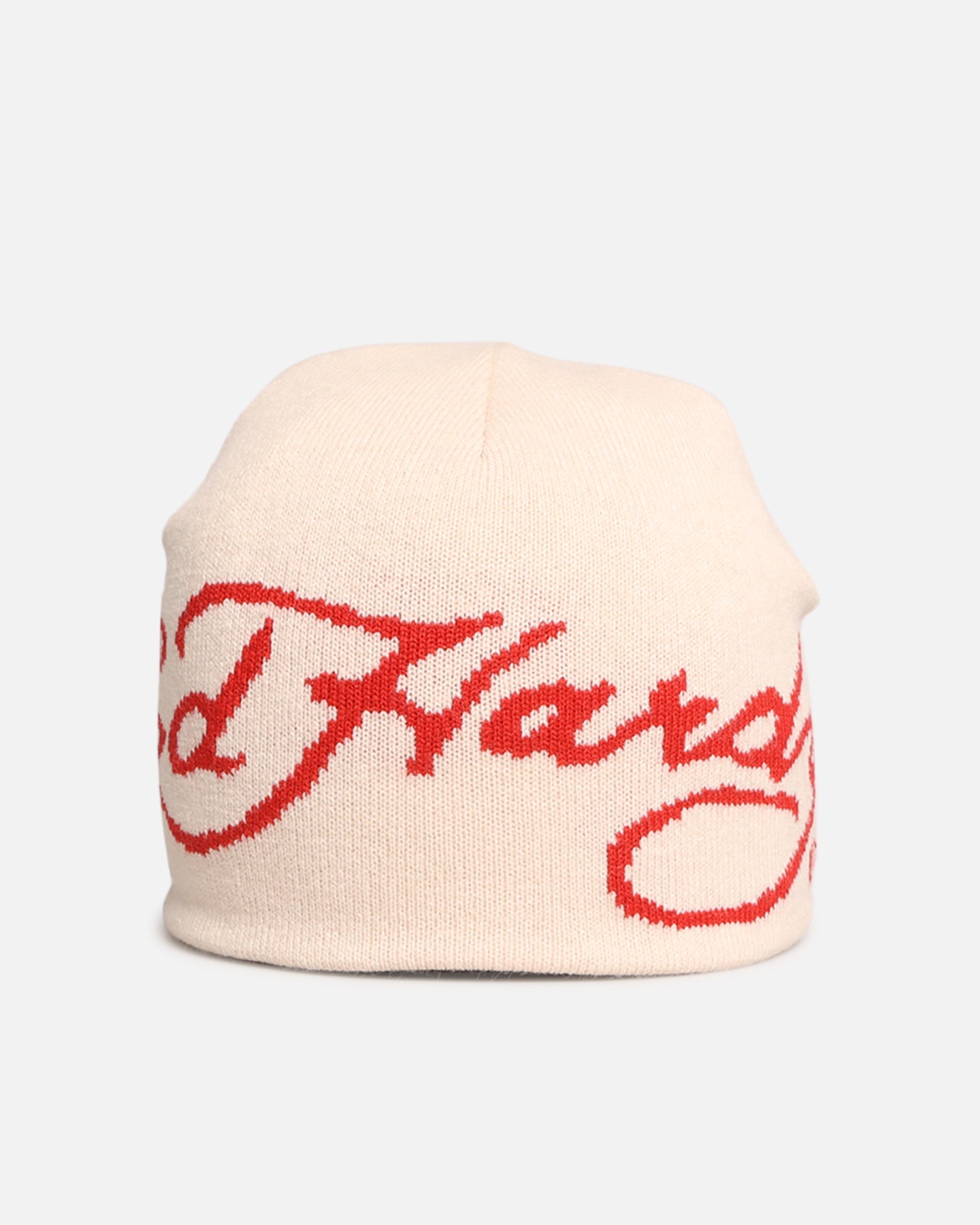 Ed Hardy Script Skull Knit Beanie Off White