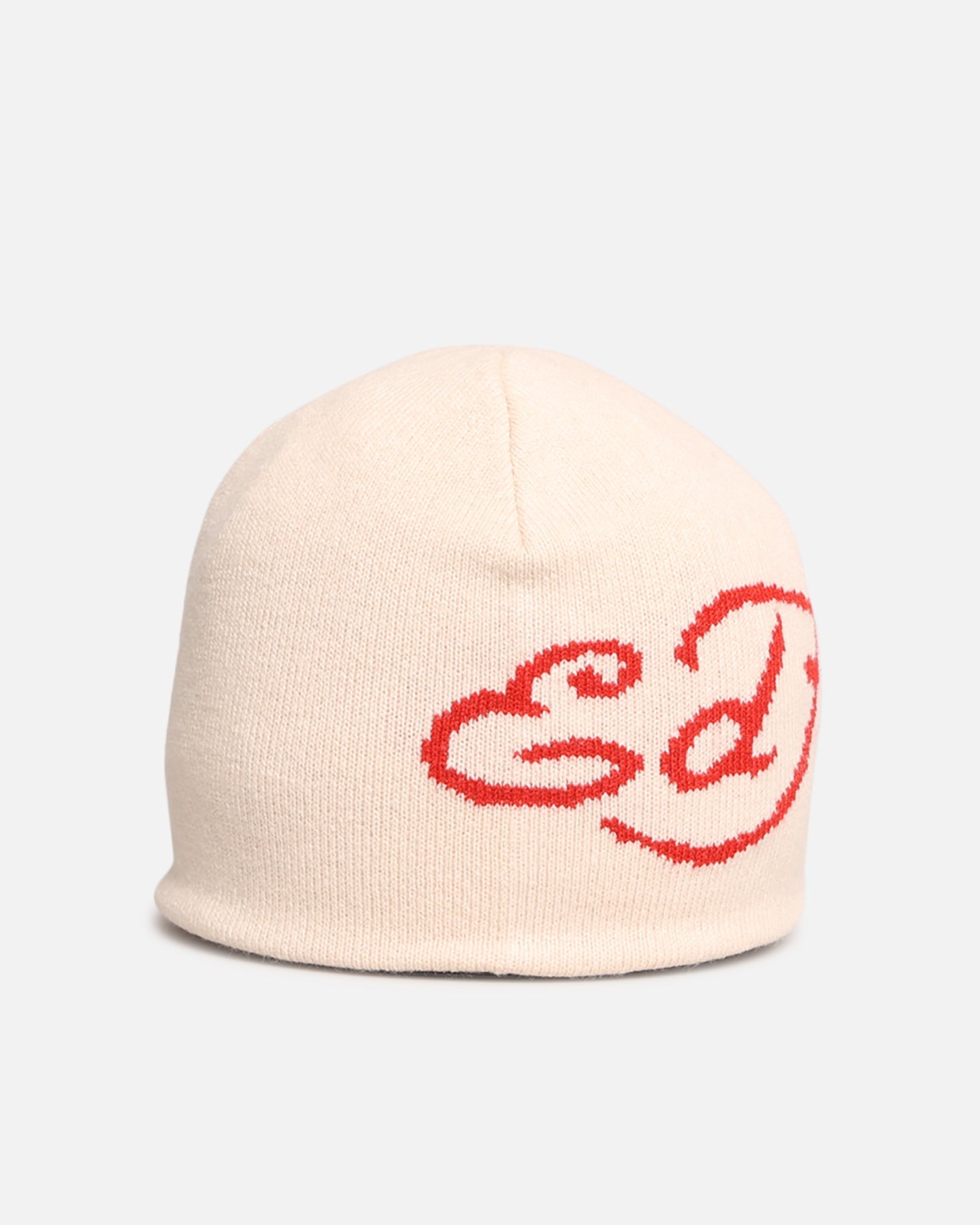 Ed Hardy Script Skull Knit Beanie Off White