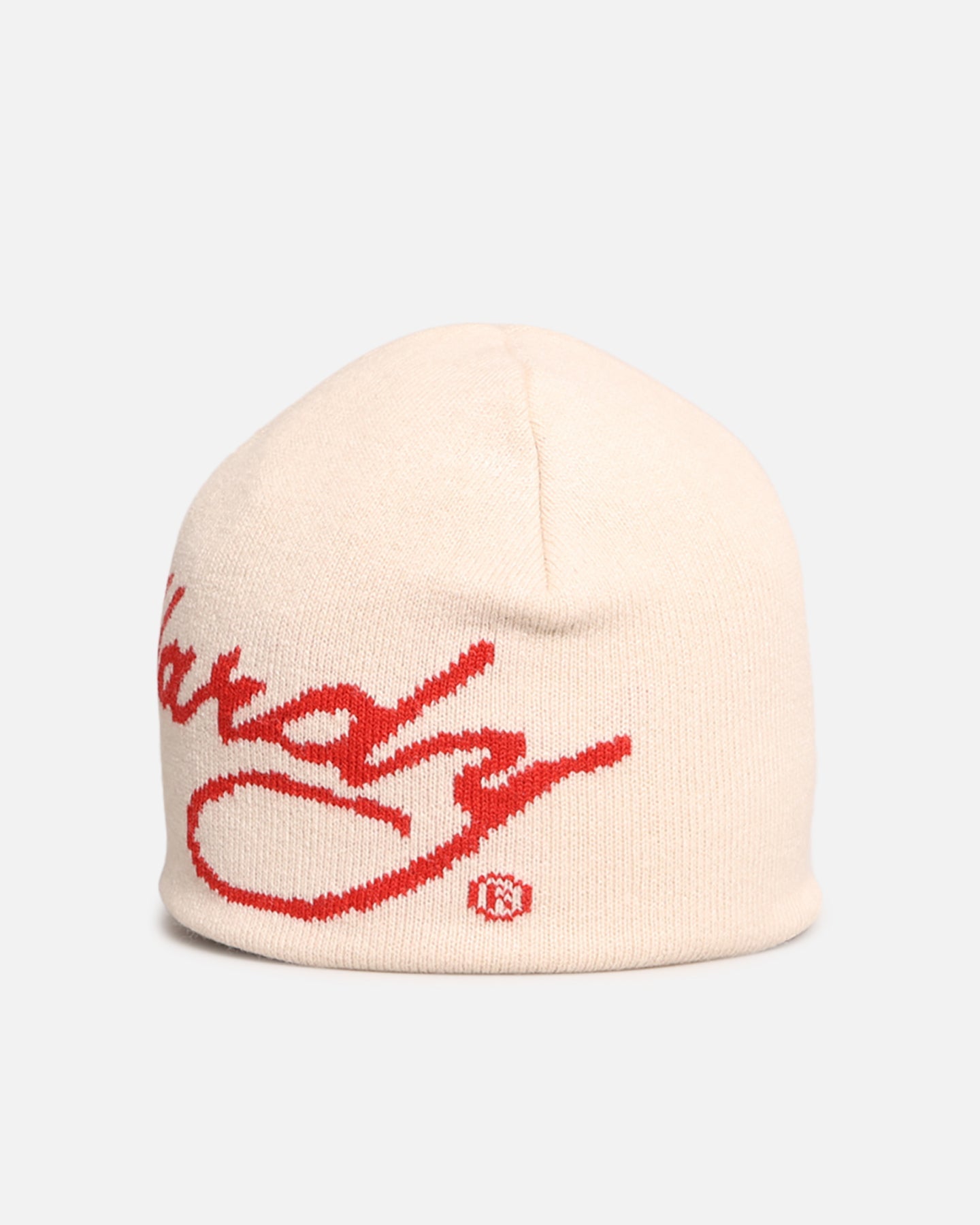 Ed Hardy Script Skull Knit Beanie Off White