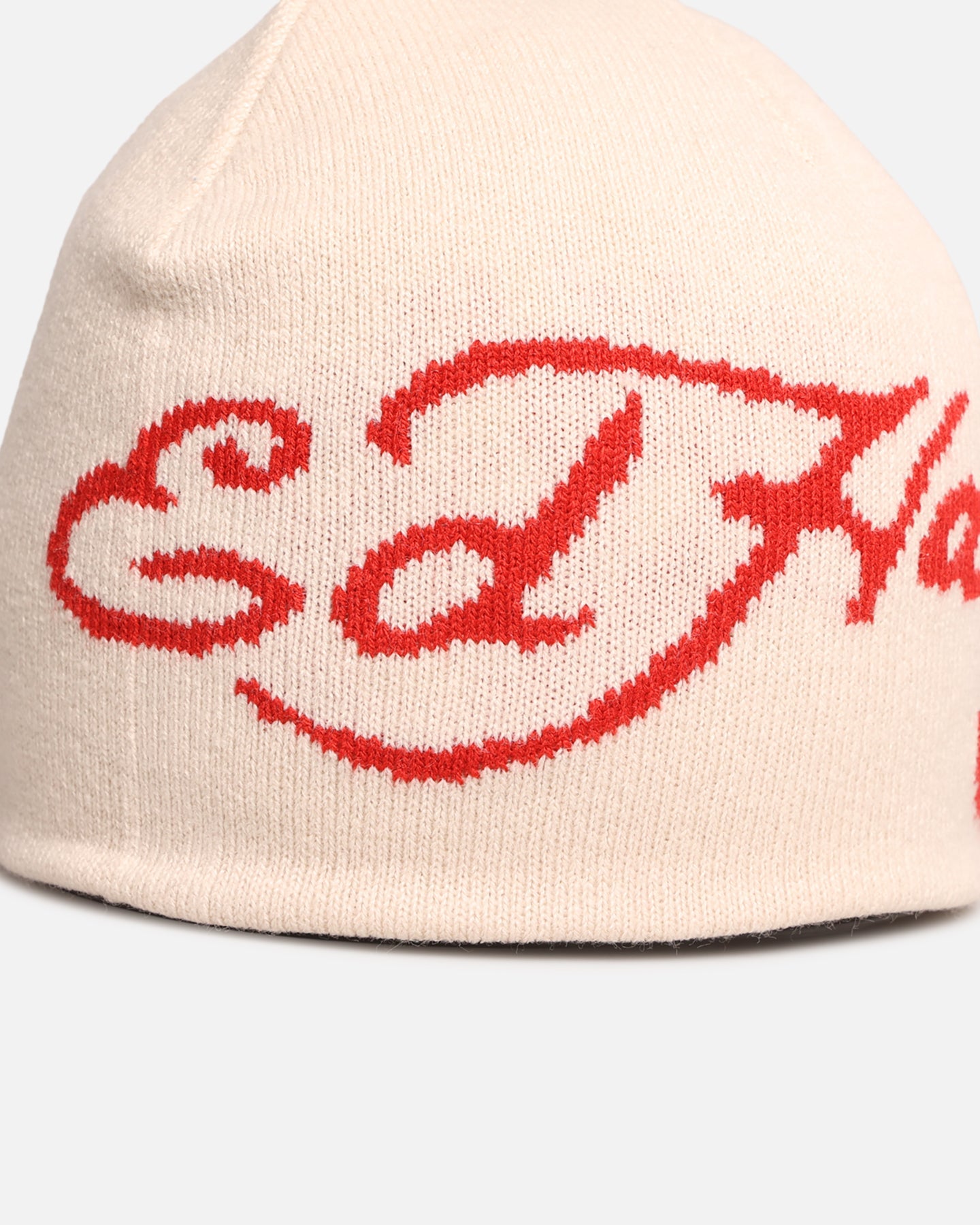 Ed Hardy Script Skull Knit Beanie Off White