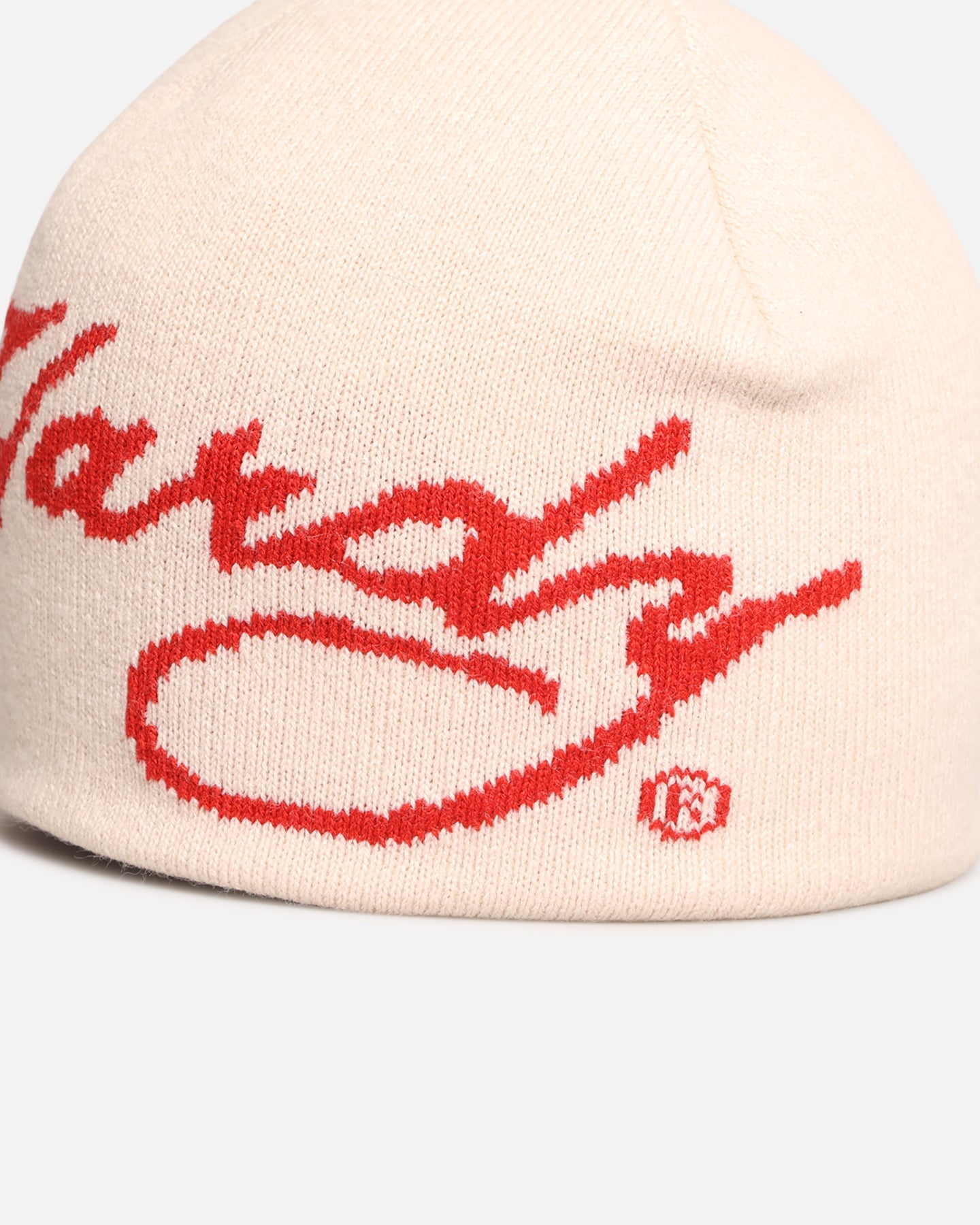 Ed Hardy Script Skull Knit Beanie Off White