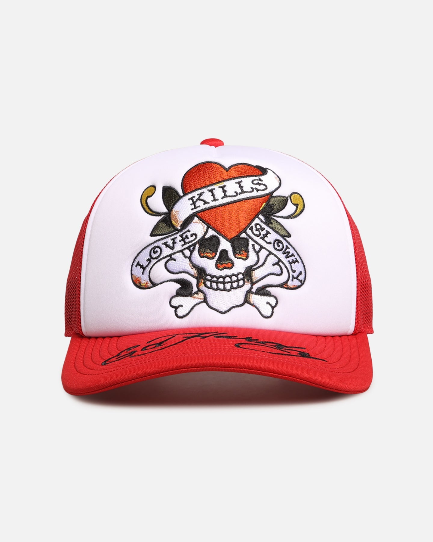 Ed Hardy Love Kills Trucker Snapback Red