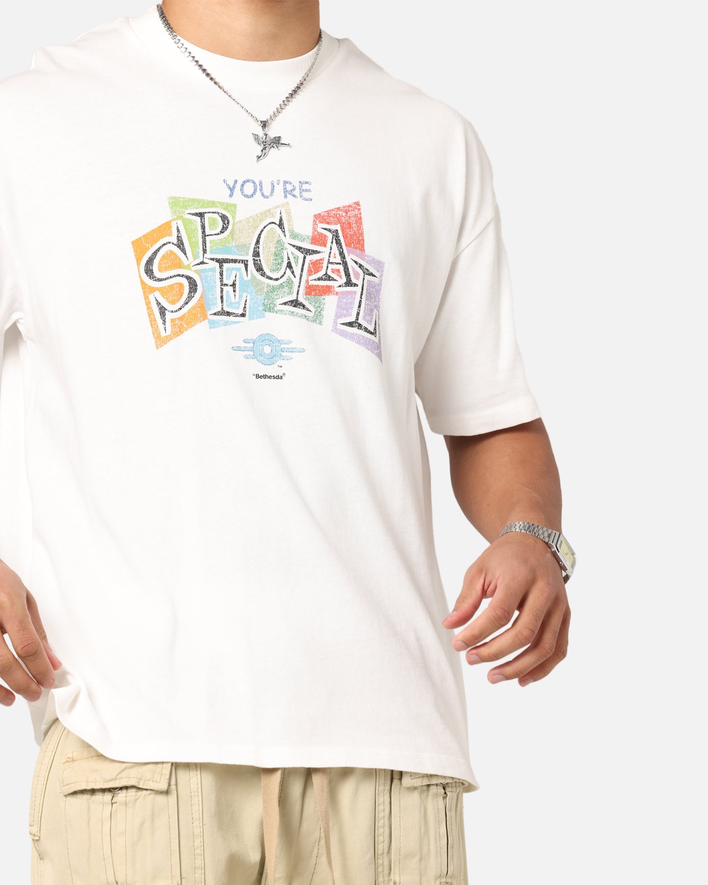 73 Studio X Fallout '76 S.P.E.C.I.A.L Vintage T-Shirt Off White
