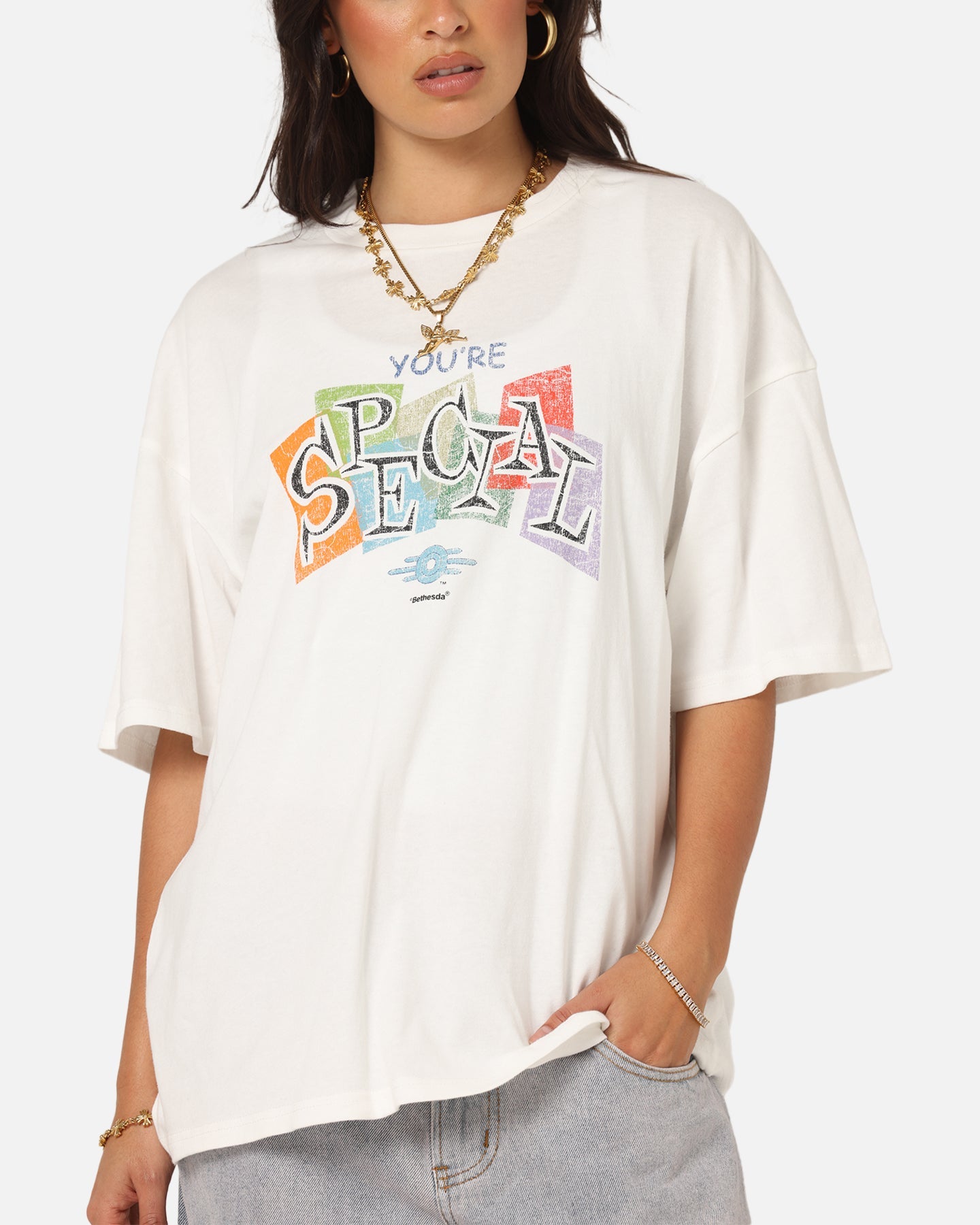 73 Studio X Fallout '76 S.P.E.C.I.A.L Vintage T-Shirt Off White