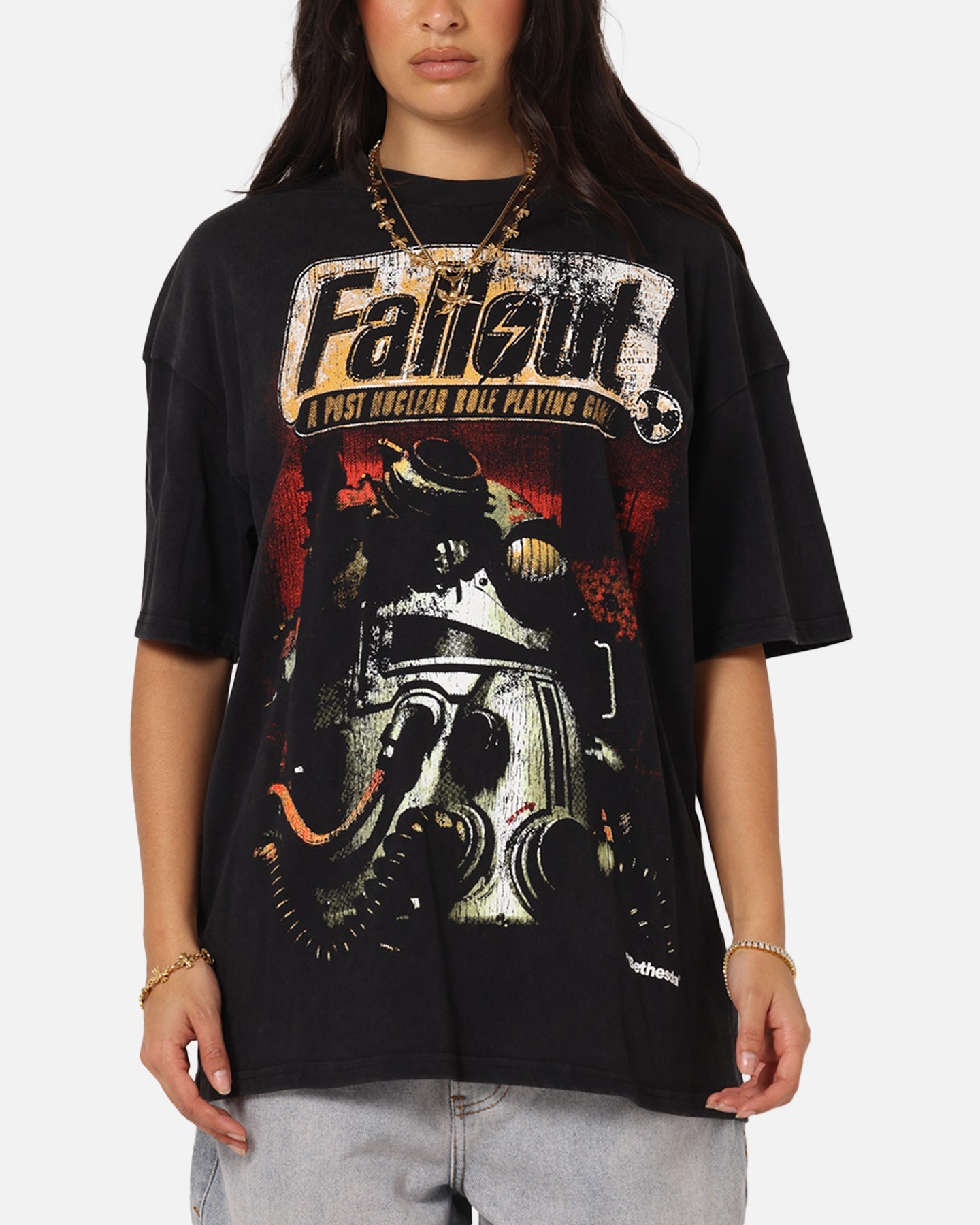 73 Studio X Fallout '97 Fallout Vintage T-Shirt Black Acidwash