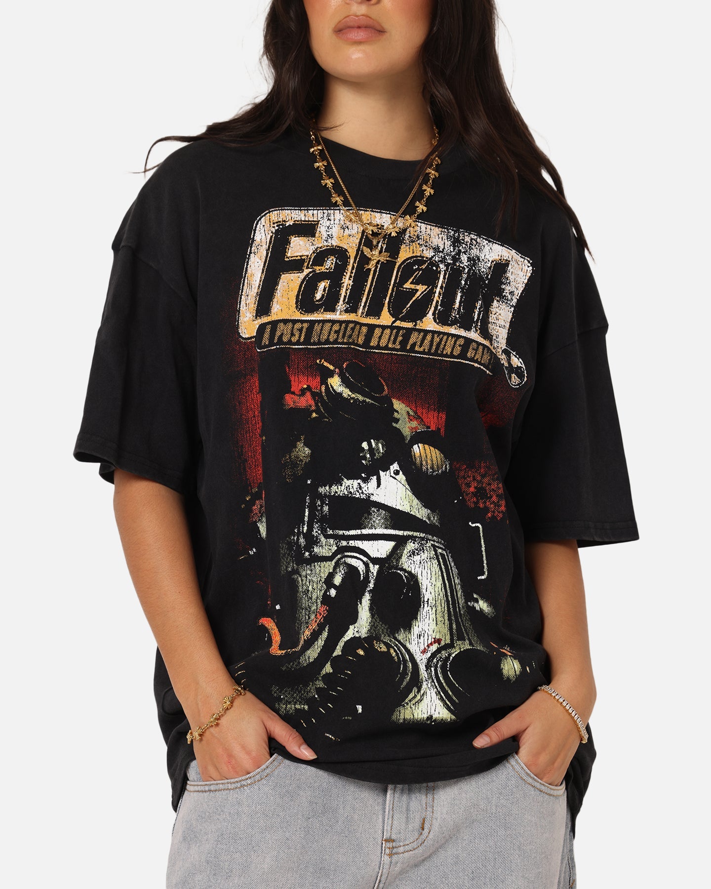 73 Studio X Fallout '97 Fallout Vintage T-Shirt Black Acidwash