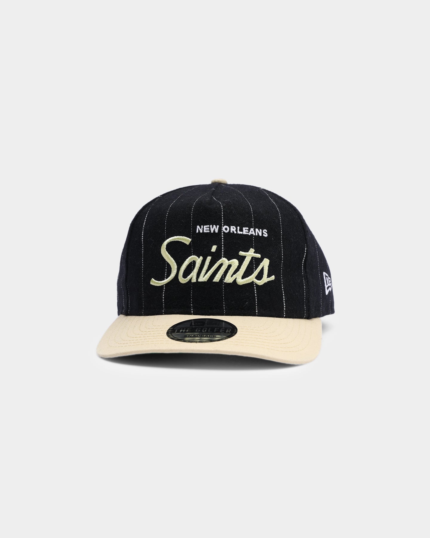 New Era New Orleans Saints Pinstripe 2 Tone Old Golfer Snapback Pinstripe