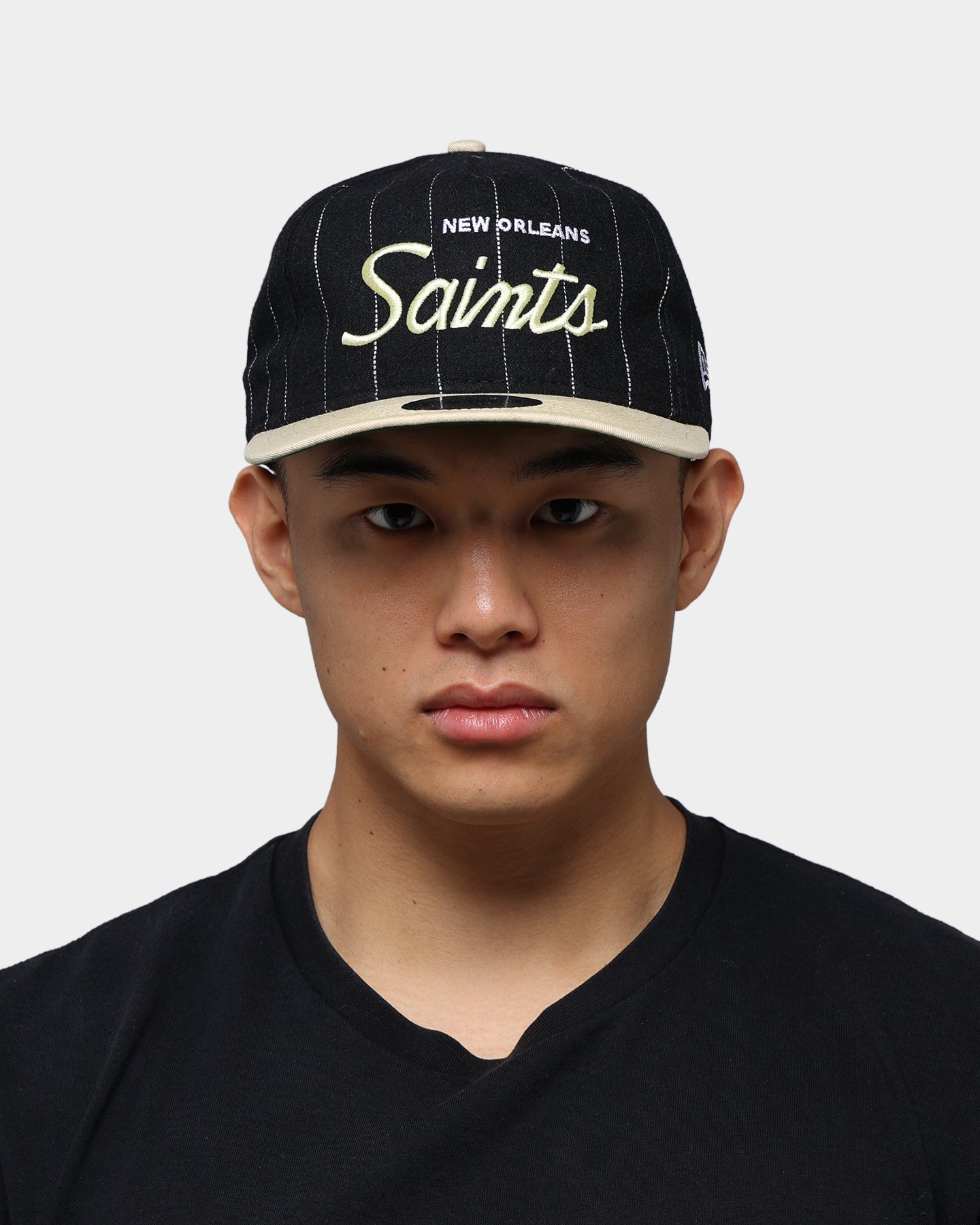 New Era New Orleans Saints Pinstripe 2 Tone Old Golfer Snapback Pinstripe
