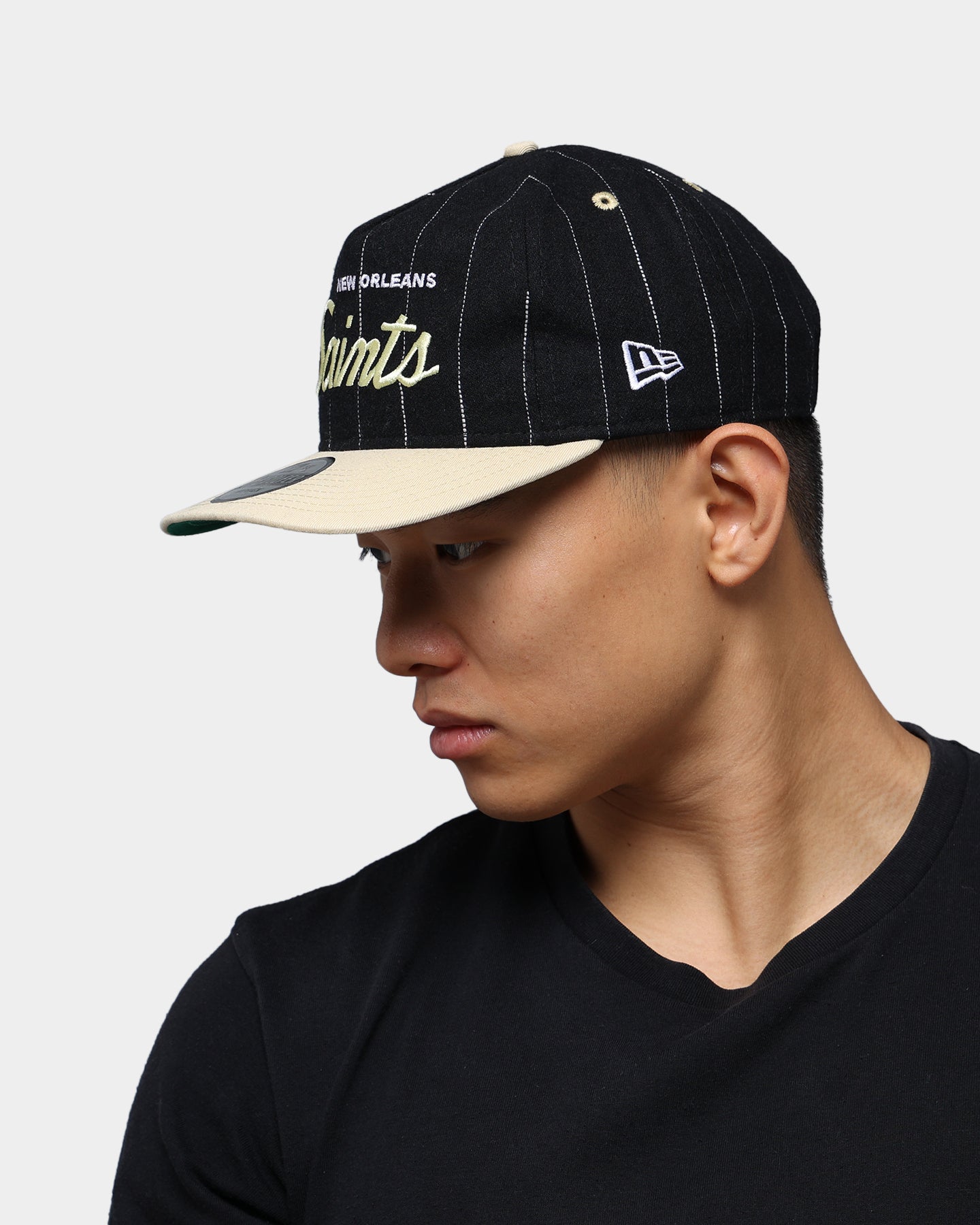 New Era New Orleans Saints Pinstripe 2 Tone Old Golfer Snapback Pinstripe