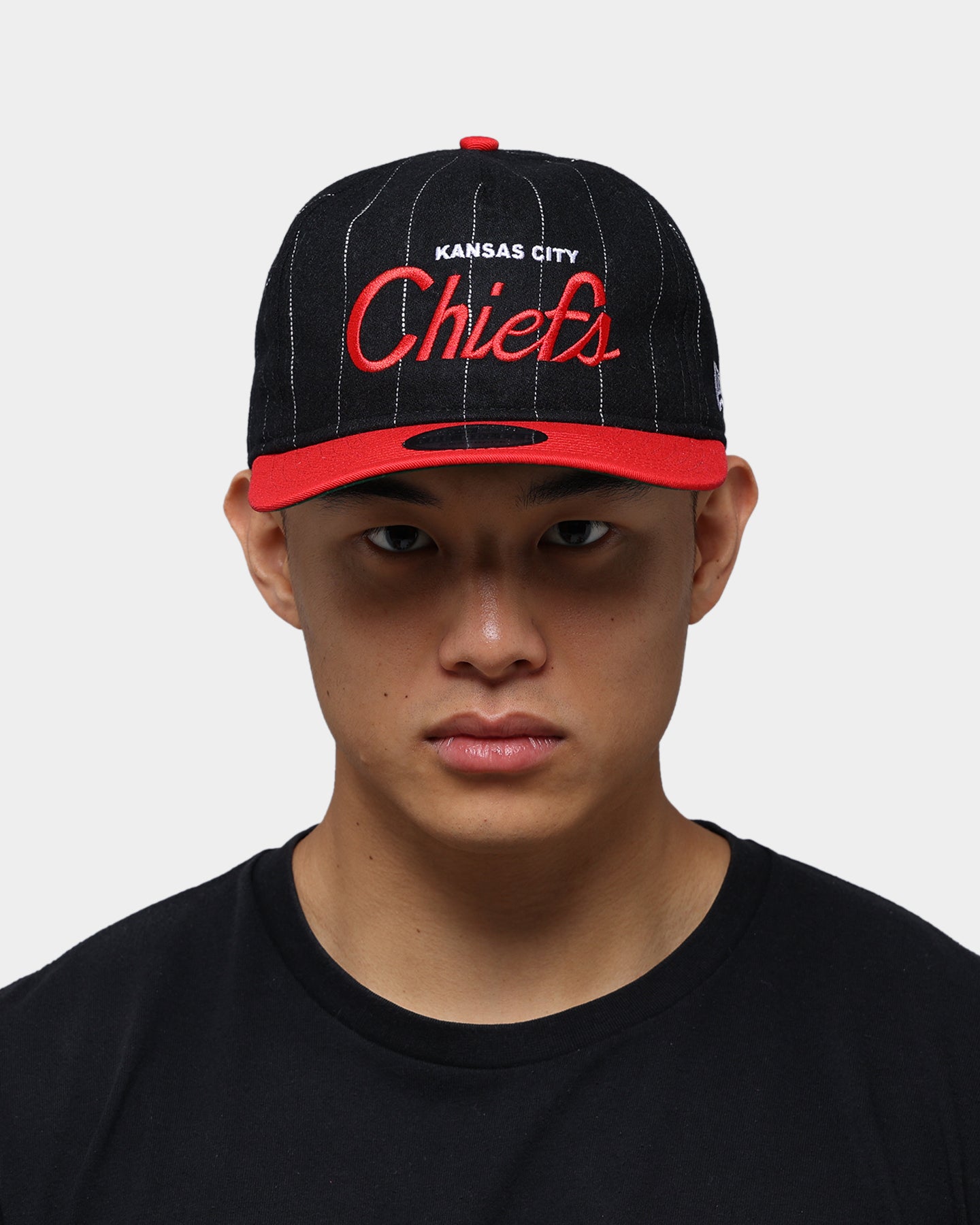 New Era Kansas City Chiefs Pinstripe 2 Tone Old Golfer Snapback Pinstripe