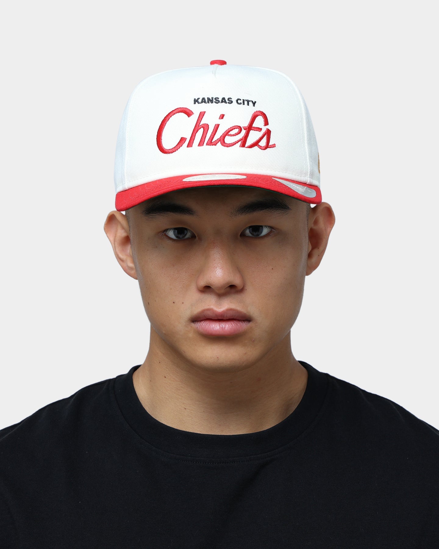 New Era Kansas City Chiefs Off White Script Old Golfer Snapback Off White