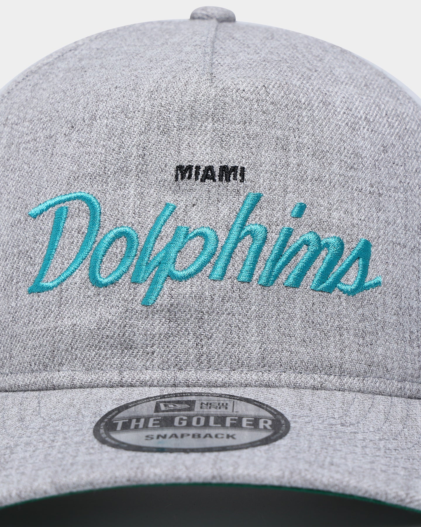 New Era Miami Dolphins Script Old Golfer Snapback Heather Grey