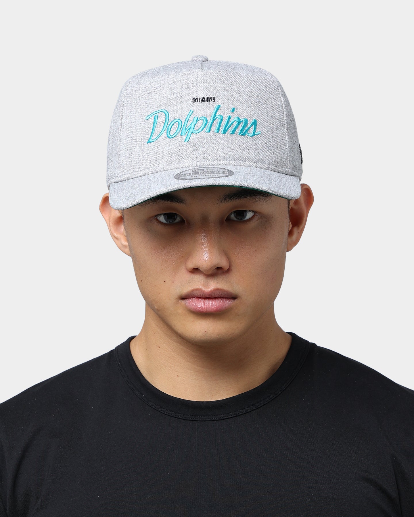 New Era Miami Dolphins Script Old Golfer Snapback Heather Grey