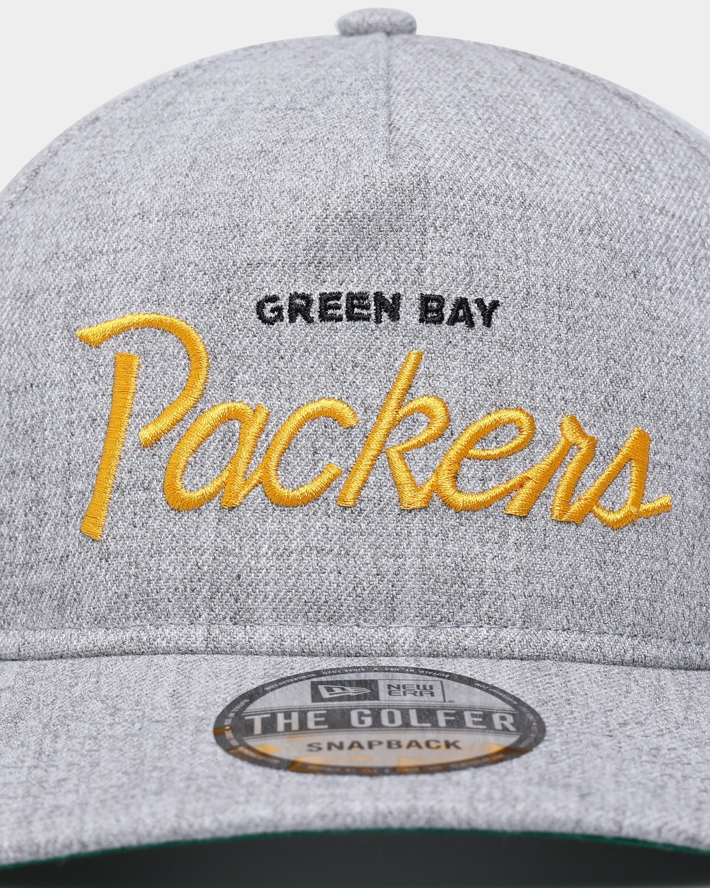 New Era Green Bay Packers Script Old Golfer Snapback Heather Grey