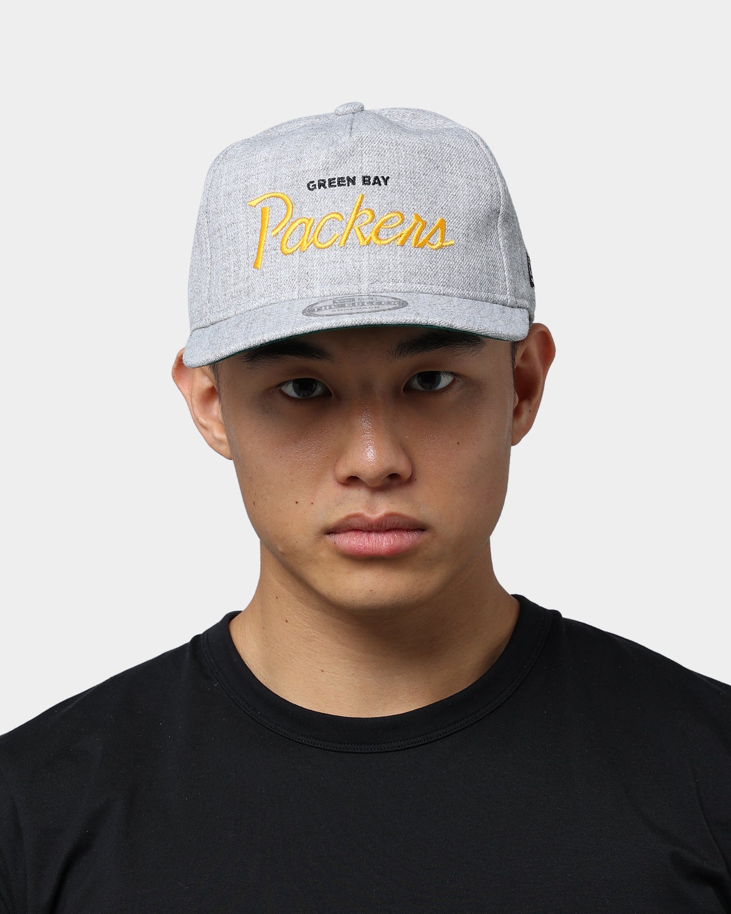 New Era Green Bay Packers Script Old Golfer Snapback Heather Grey