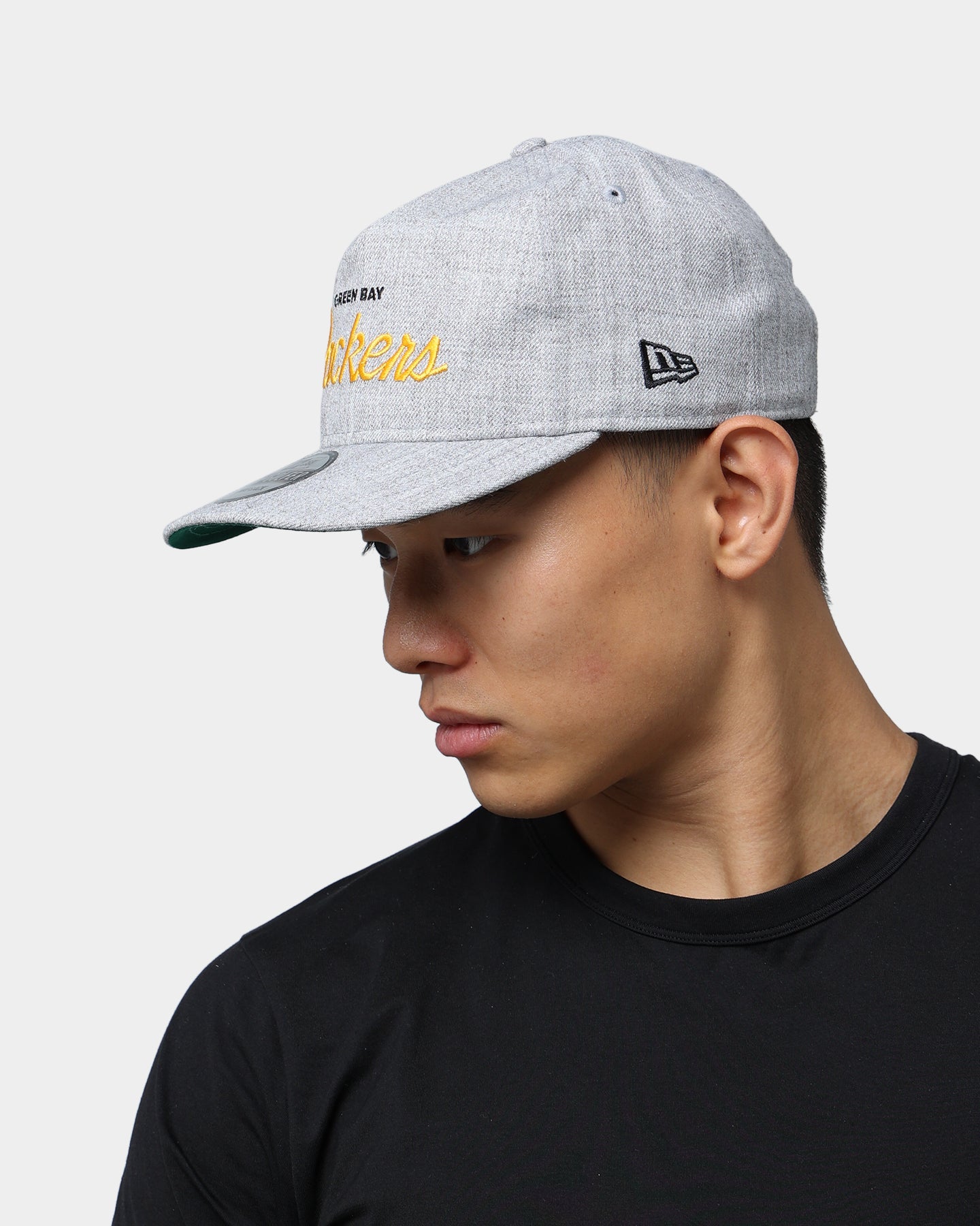 New Era Green Bay Packers Script Old Golfer Snapback Heather Grey