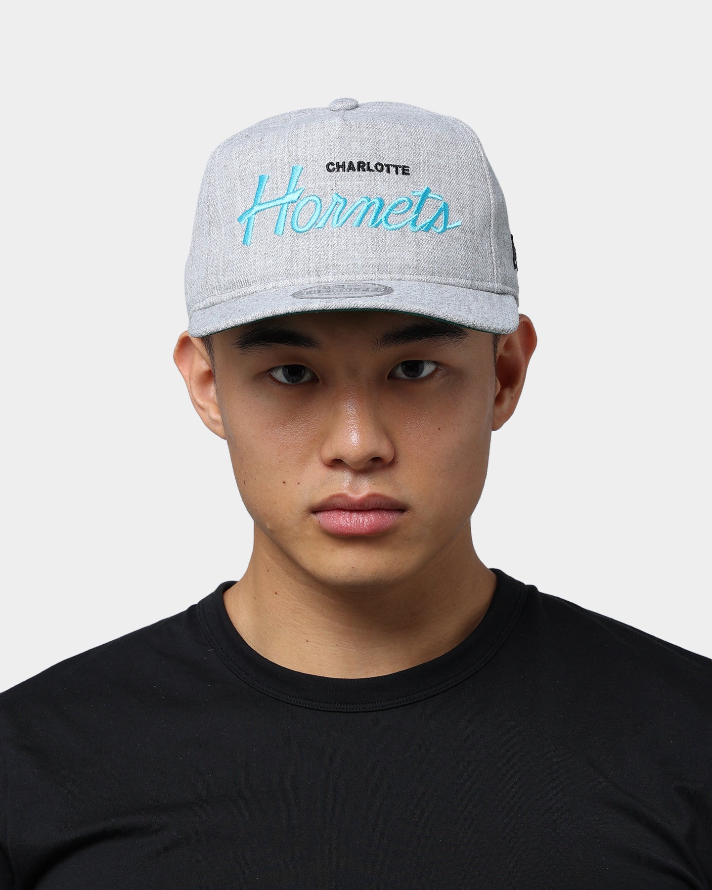 New Era Charlotte Hornets Script Old Golfer Snapback Heather Grey