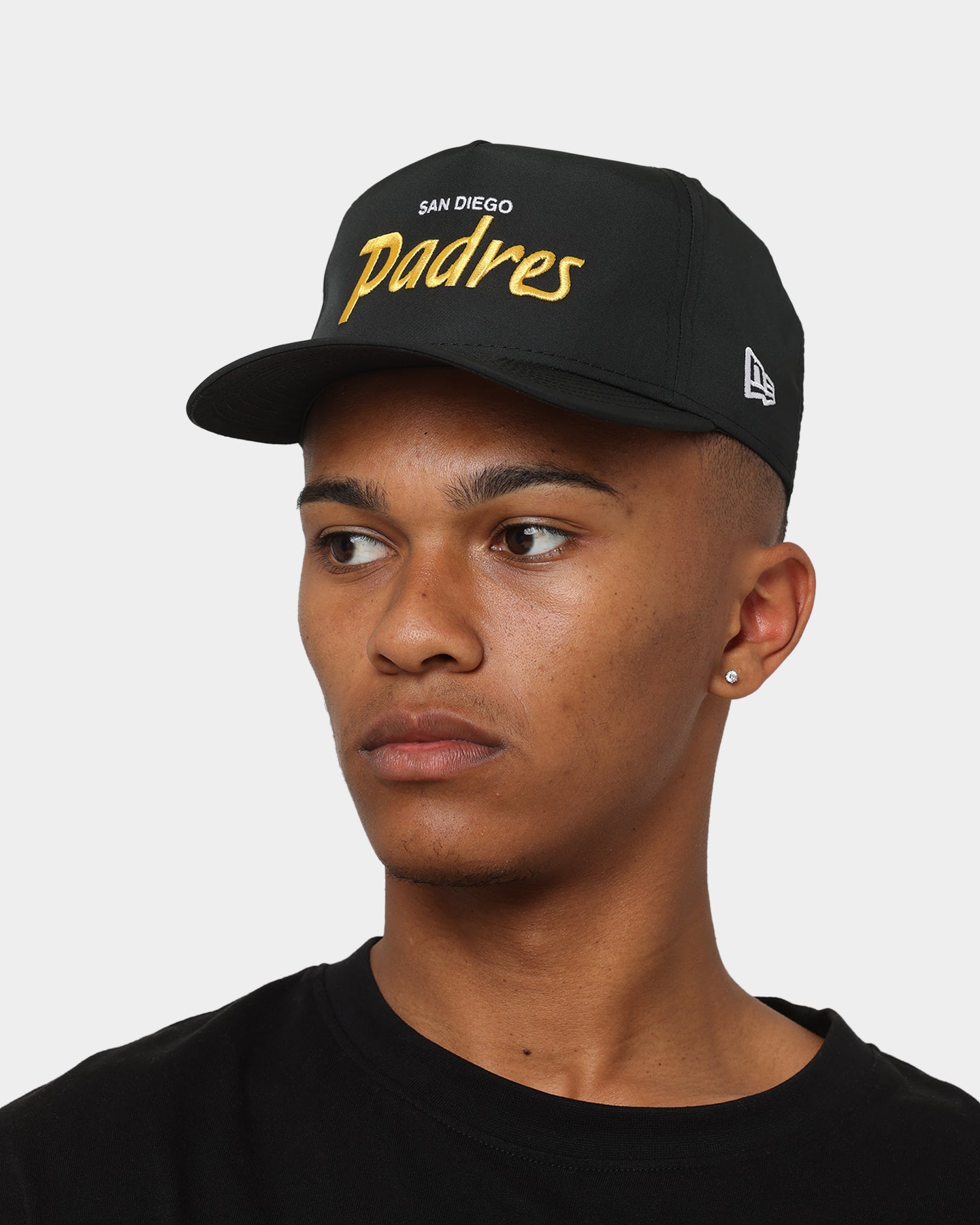 New Era San Diego Padres 'Black Team Script' Prolight Old Golfer Snapback Black