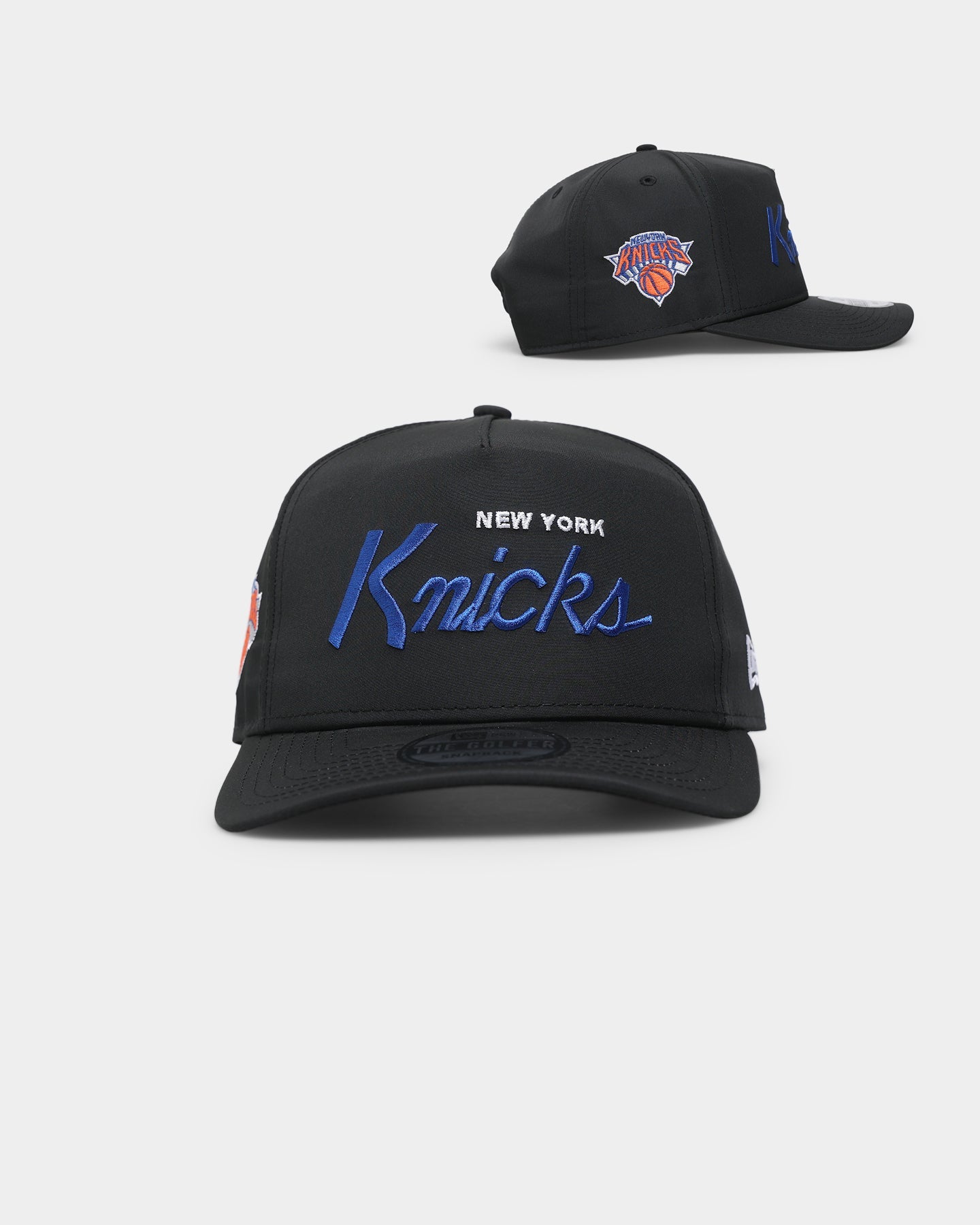 New Era New York Knicks 'Black Team Script' Prolight Old Golfer Snapback Black