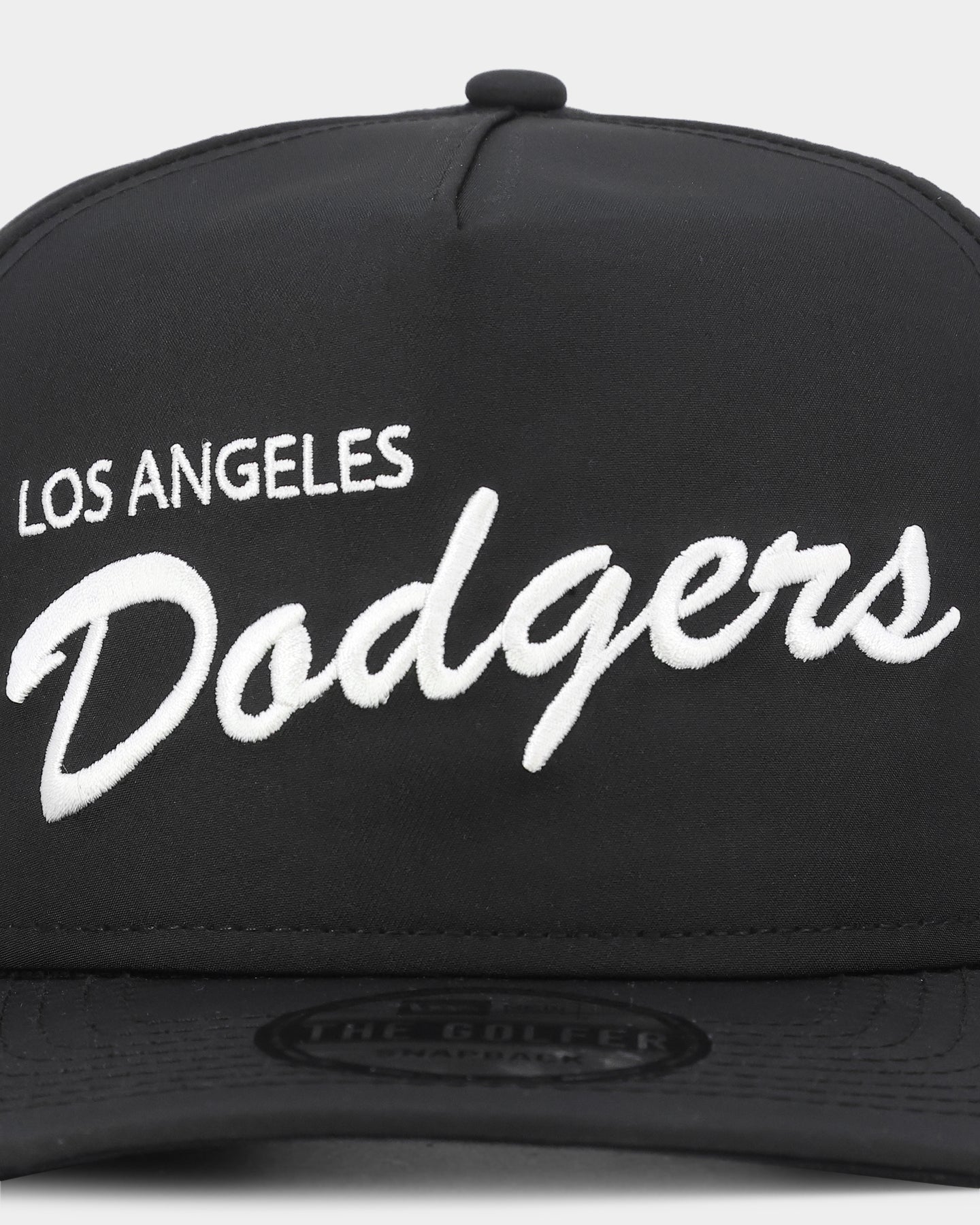 New Era Los Angeles Dodgers 'Black Chrome Script' Prolight Old Golfer Snapback Black