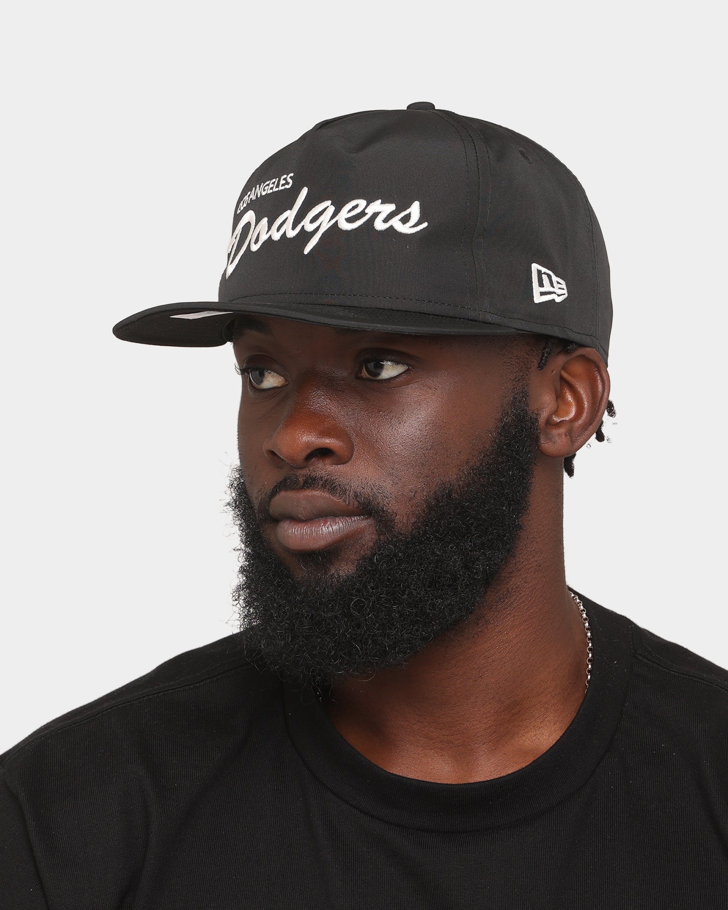 New Era Los Angeles Dodgers 'Black Chrome Script' Prolight Old Golfer Snapback Black