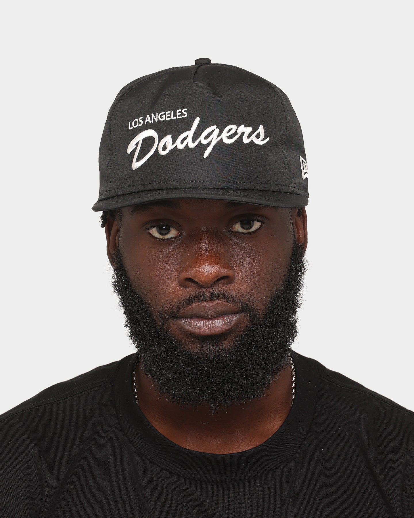 New Era Los Angeles Dodgers 'Black Chrome Script' Prolight Old Golfer Snapback Black