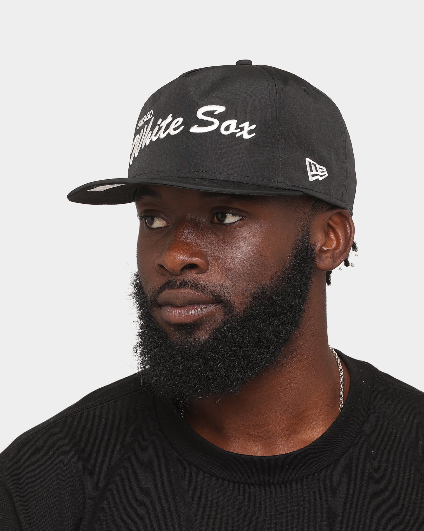 New Era Chicago White Sox 'Black Chrome Script' Prolight Old Golfer Snapback Black