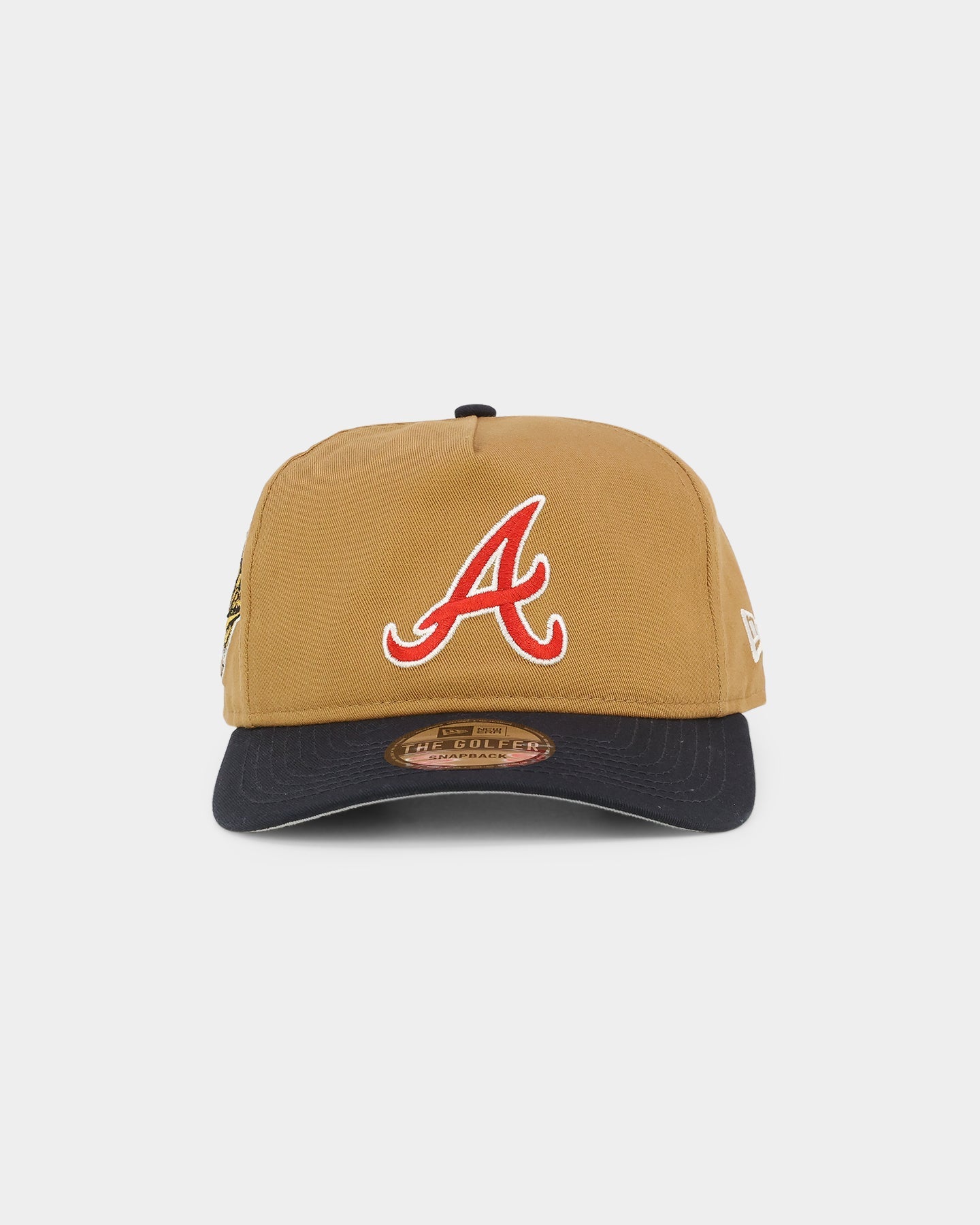 New Era Atlanta Braves 'Midnight Harvest 2-Tone' Old Golfer Snapback Wheat/Navy