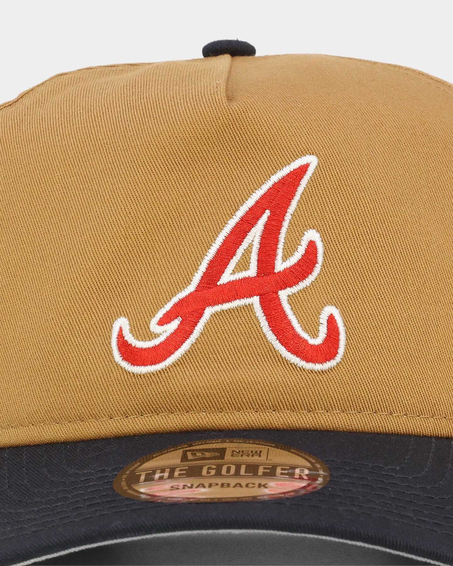 New Era Atlanta Braves 'Midnight Harvest 2-Tone' Old Golfer Snapback Wheat/Navy