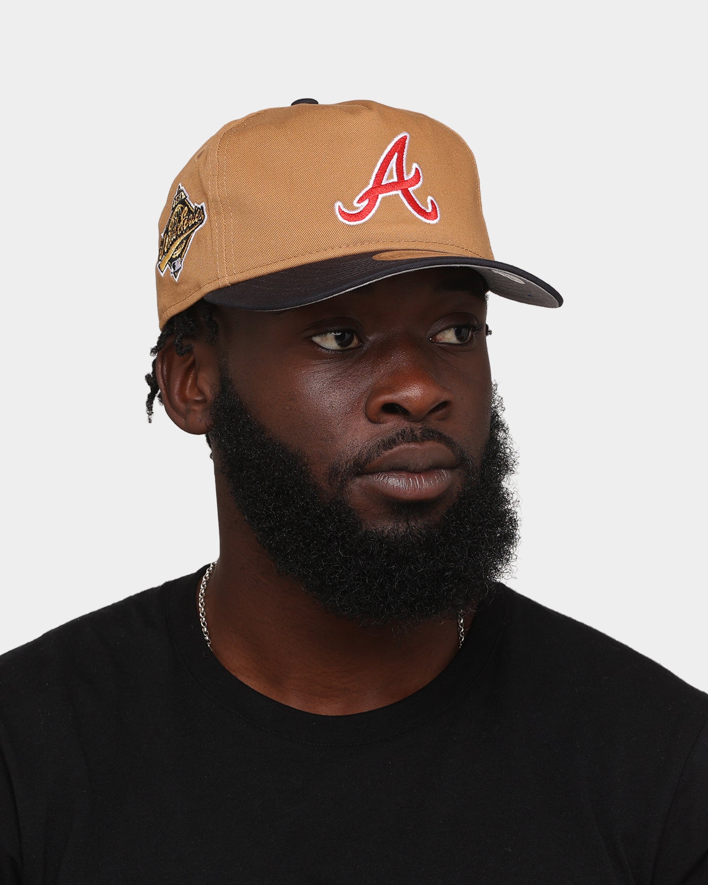 New Era Atlanta Braves 'Midnight Harvest 2-Tone' Old Golfer Snapback Wheat/Navy