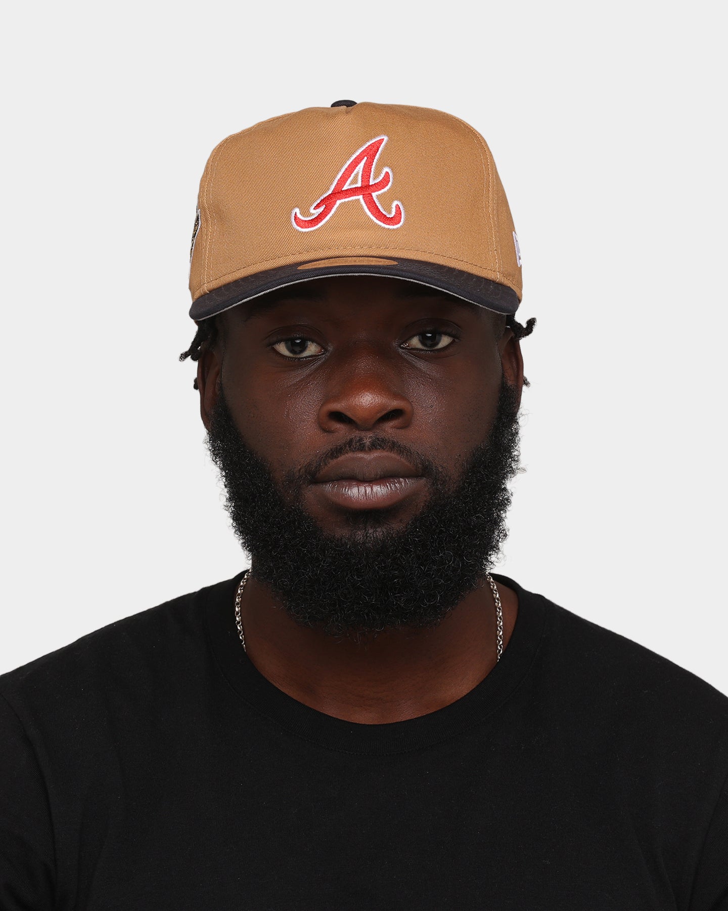 New Era Atlanta Braves 'Midnight Harvest 2-Tone' Old Golfer Snapback Wheat/Navy