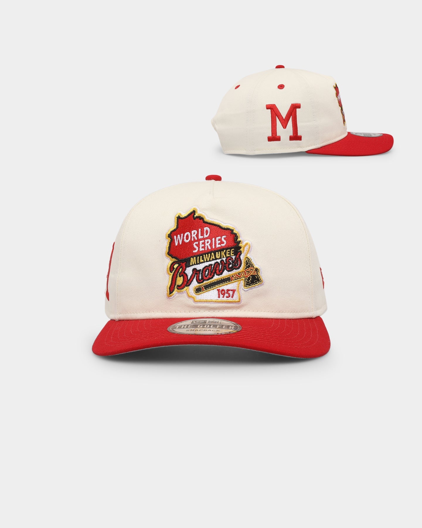 New Era Milwaukee Braves '1950s World Series Through The Decades' Golfer Snapback Chrome White