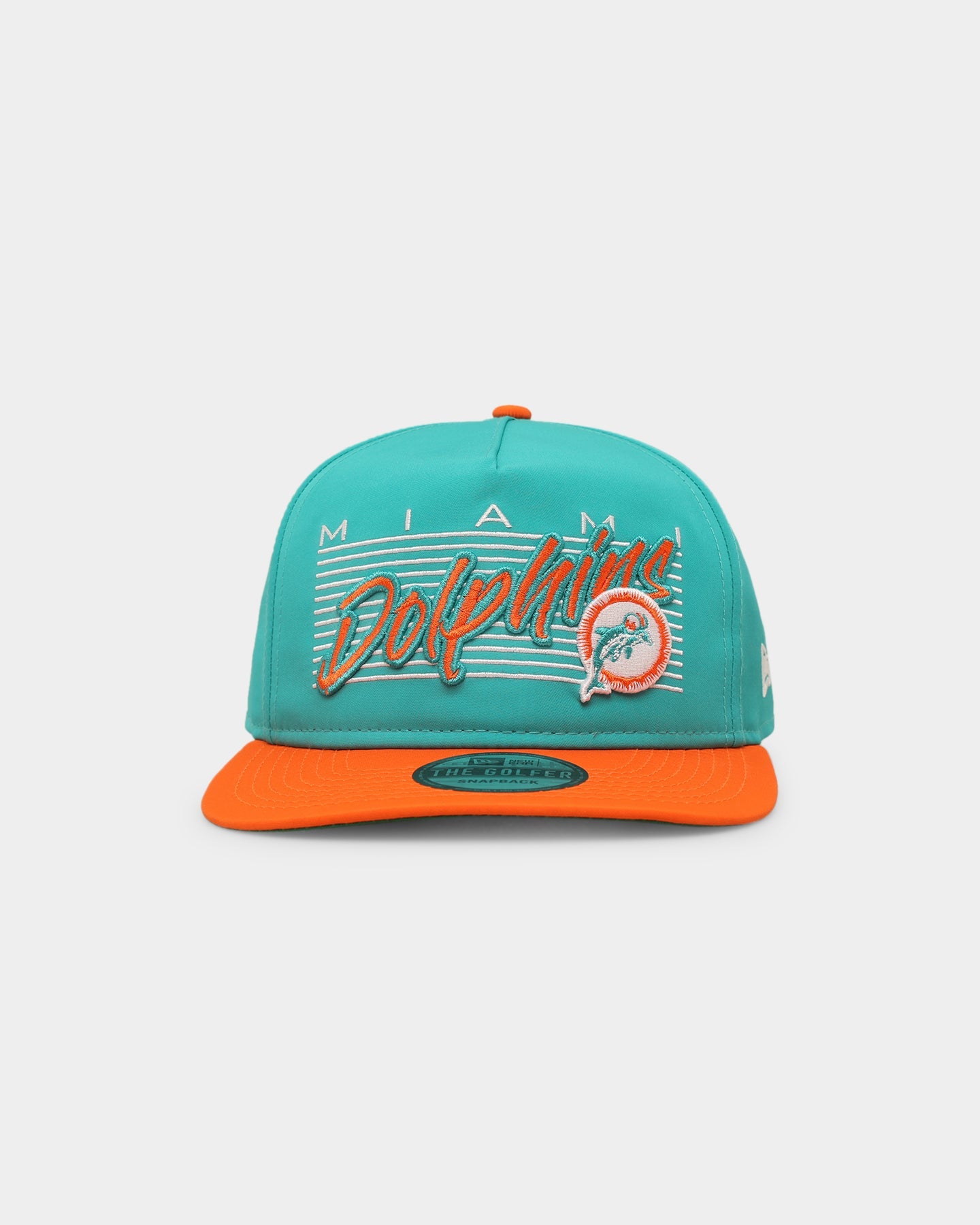 New Era Miami Dolphins 'Retro Block Script' Golfer Snapback Teal