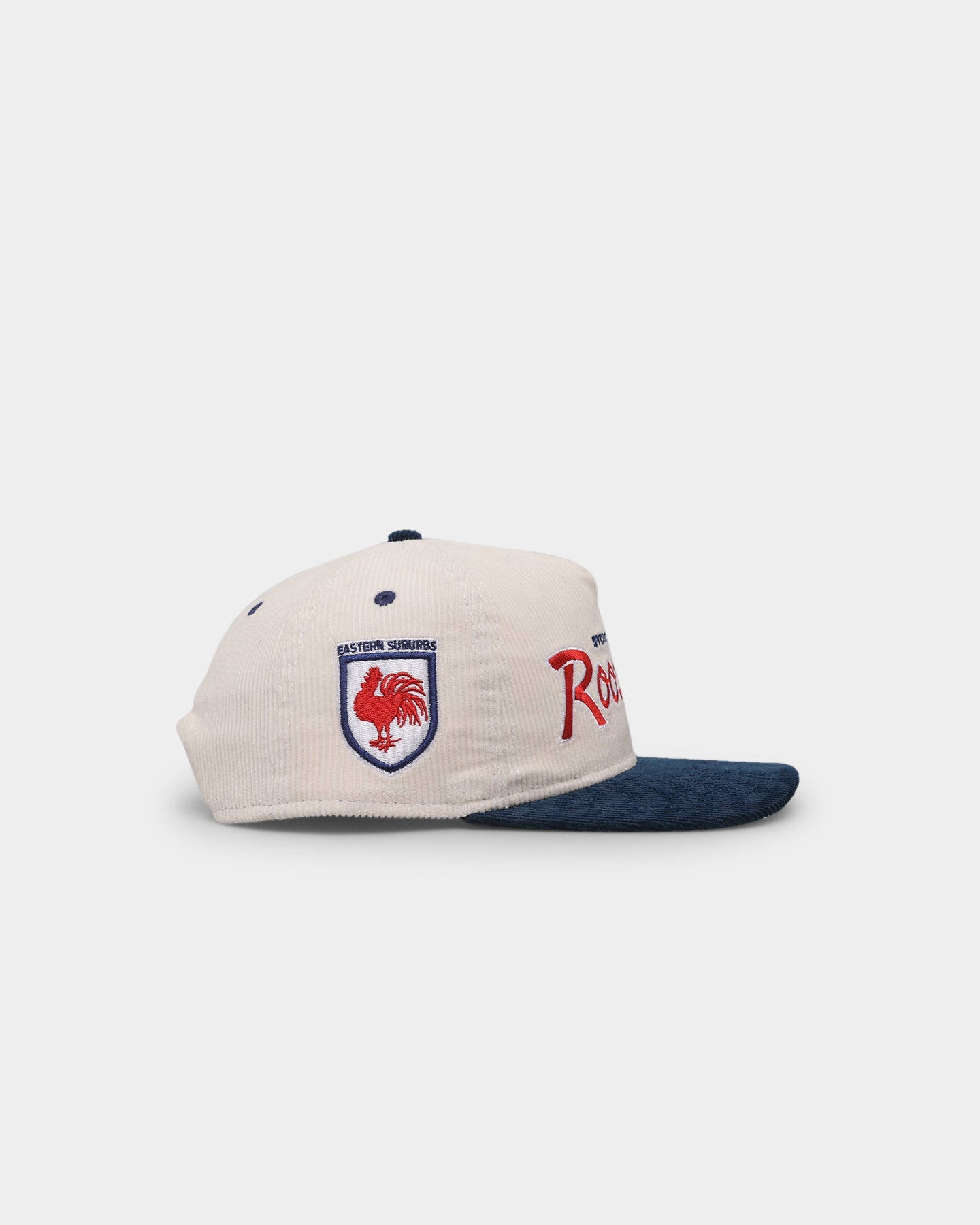 New Era Sydney Roosters 'NRL Retro Script Corduroy' Golfer Snapback Chrome White