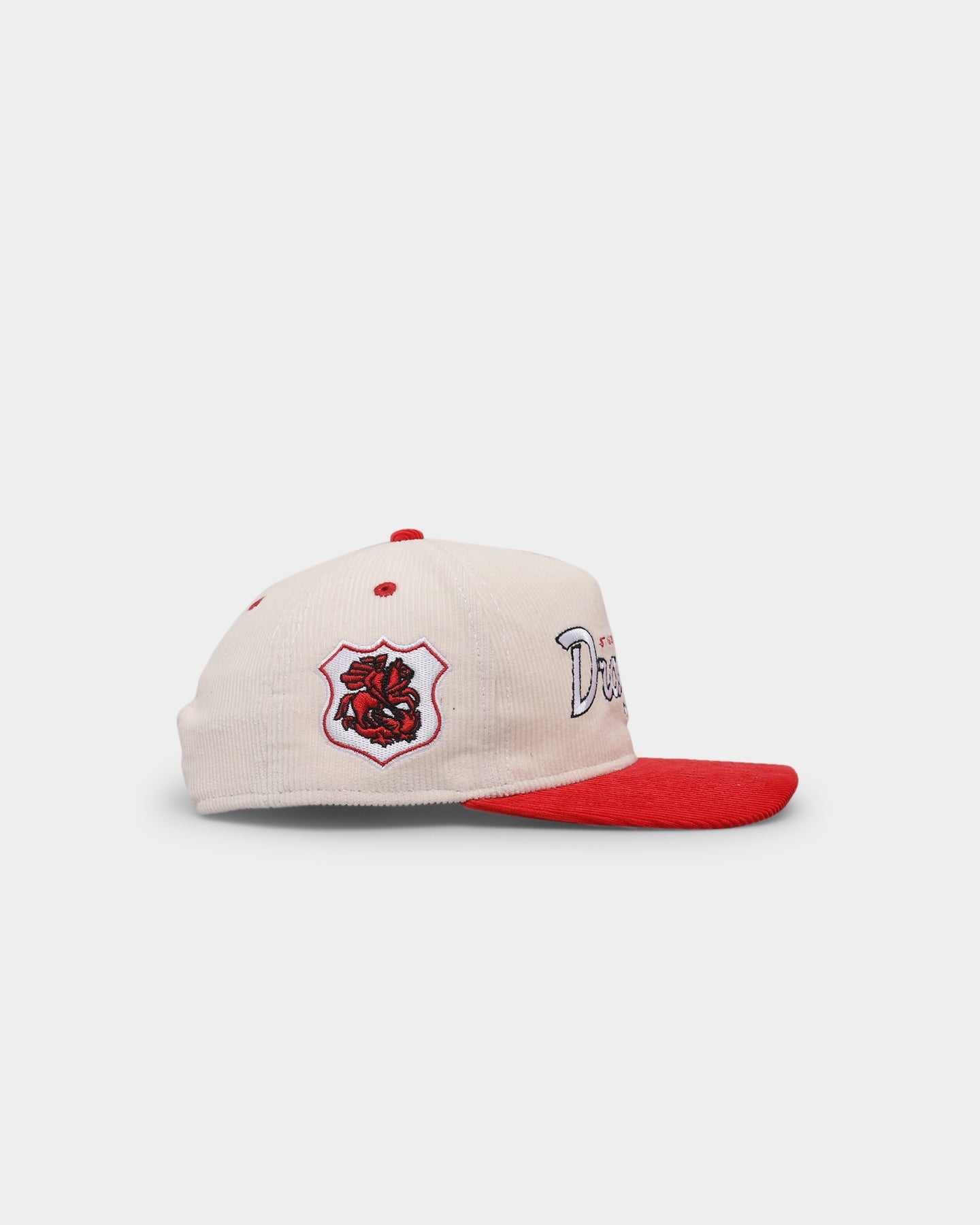 New Era St George Illawara Dragons 'NRL Retro Script Corduroy' Golfer Snapback Chrome White