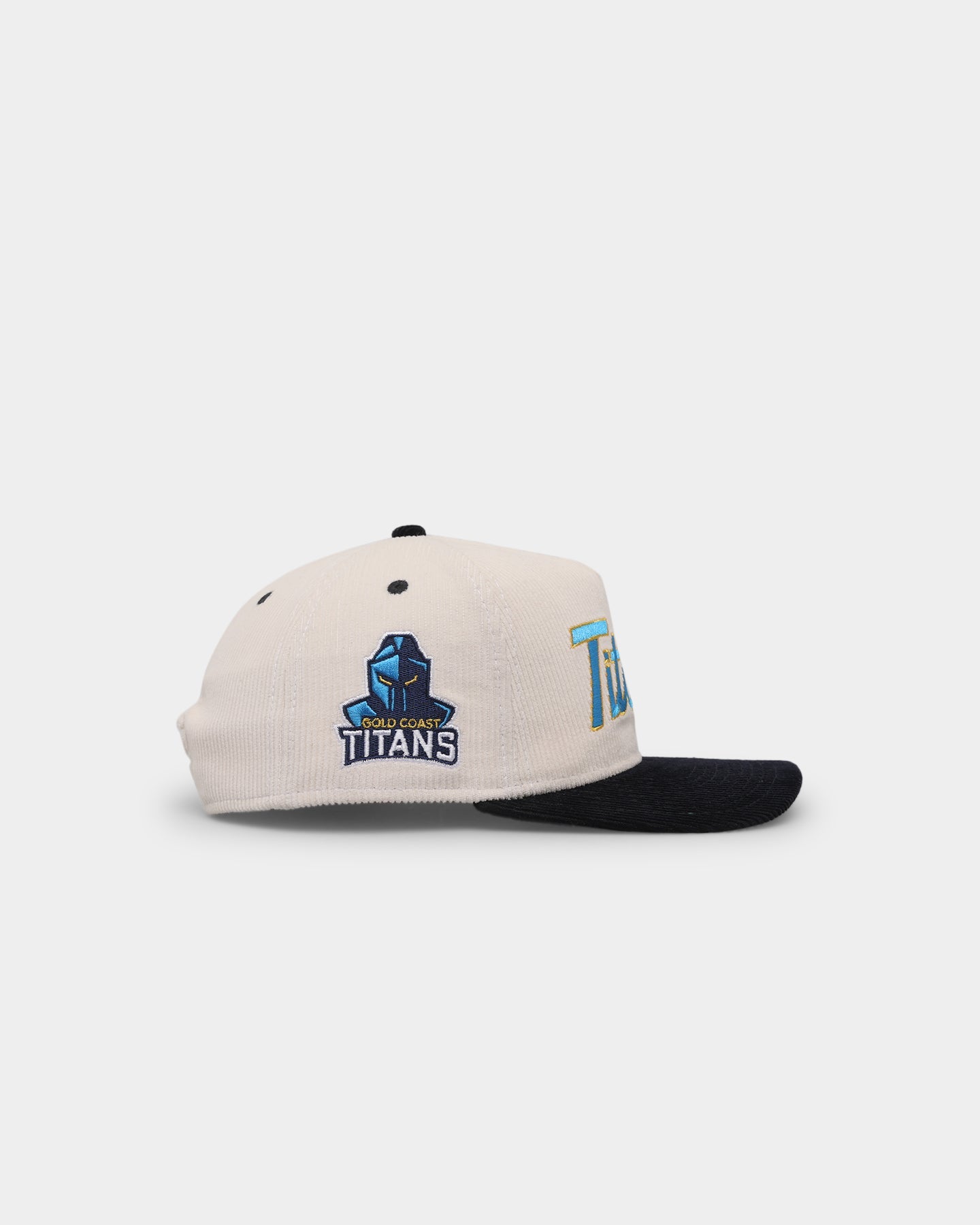 New Era Gold Coast Titans 'NRL Retro Script Corduroy' Golfer Snapback Chrome White