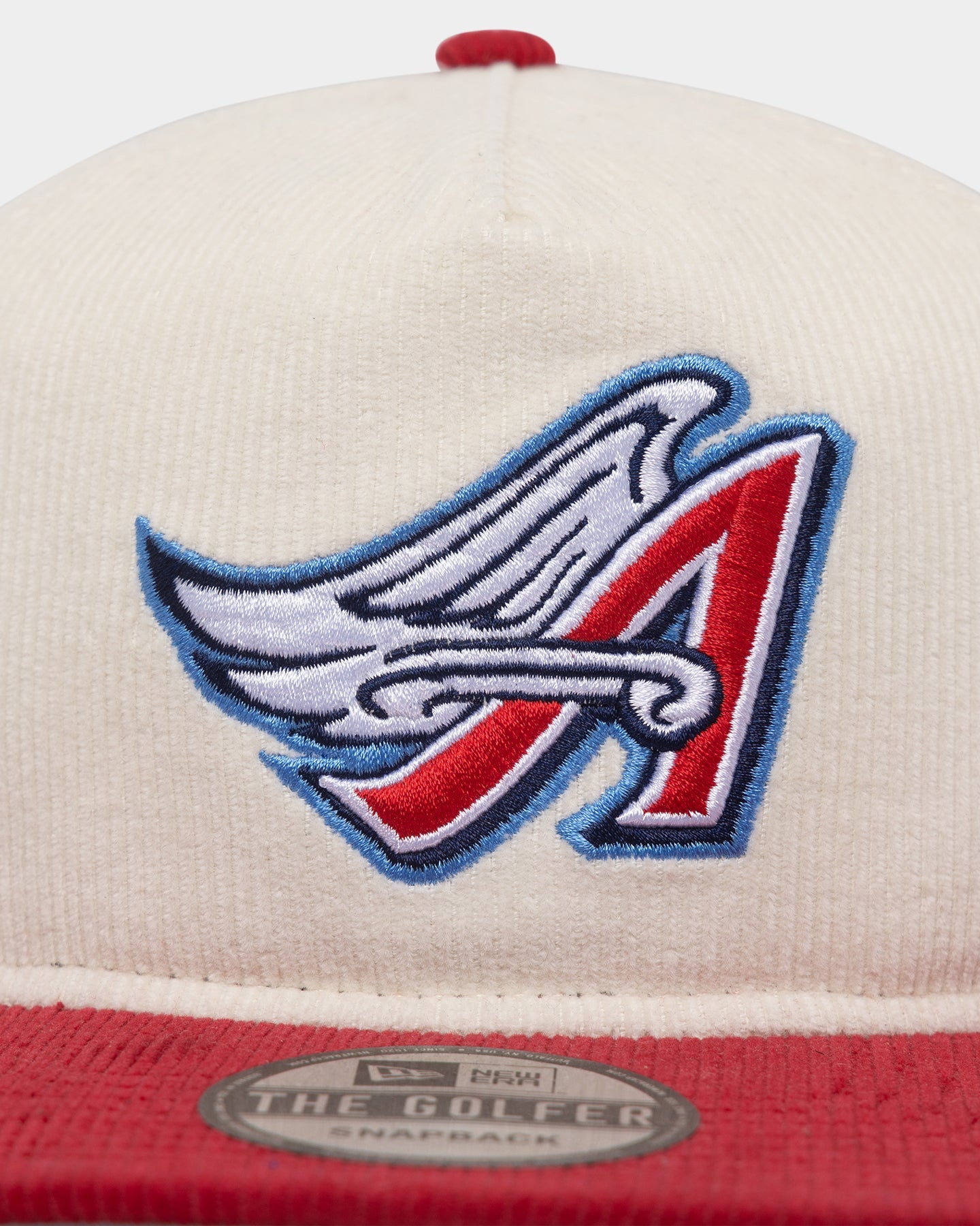 New Era Anaheim Angels '2-Tone Corduroy' Golfer Snapback Chrome/Red