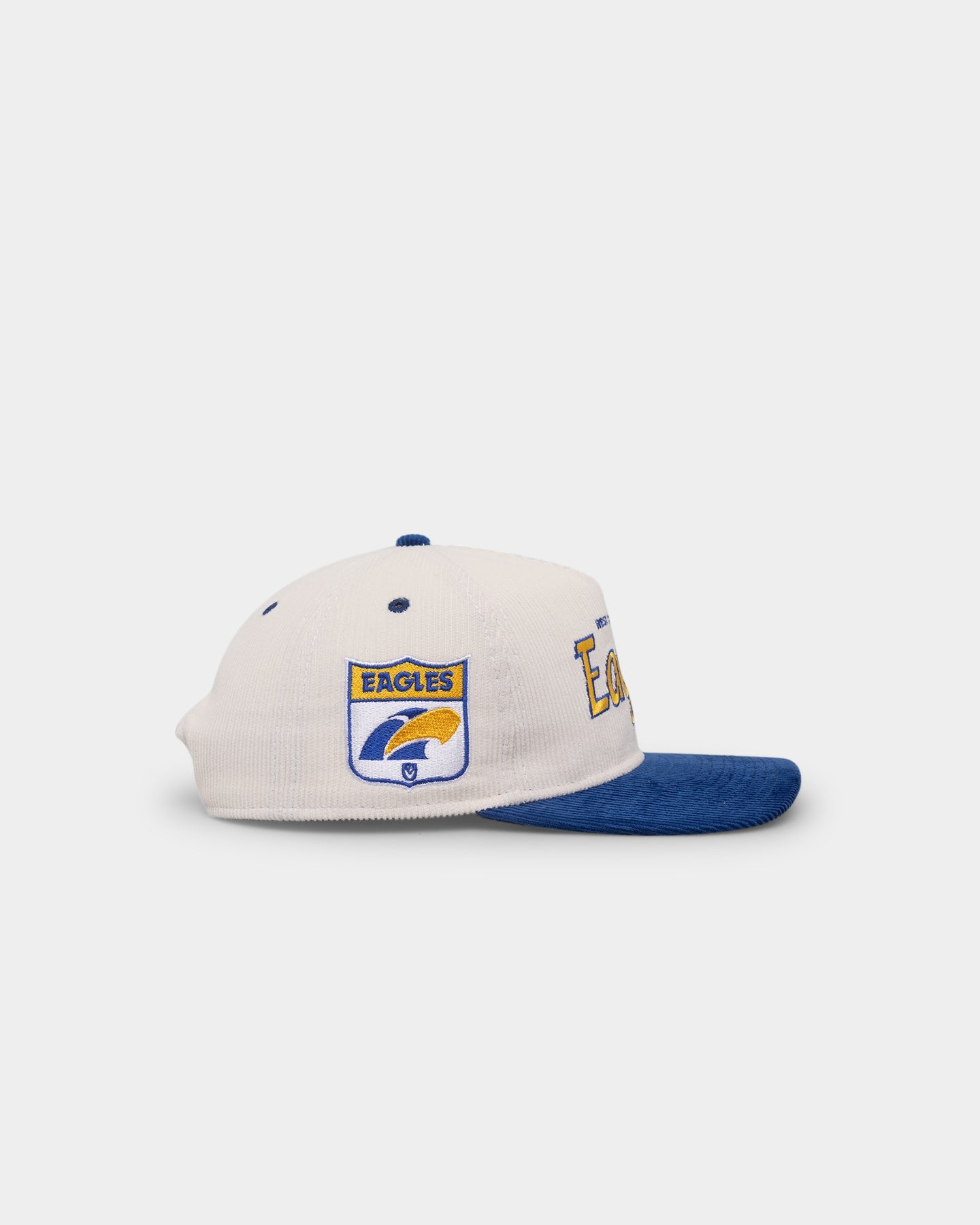 New Era West Coast Eagles "AFL Cord Script" Golfer Snapback Chrome/OTC